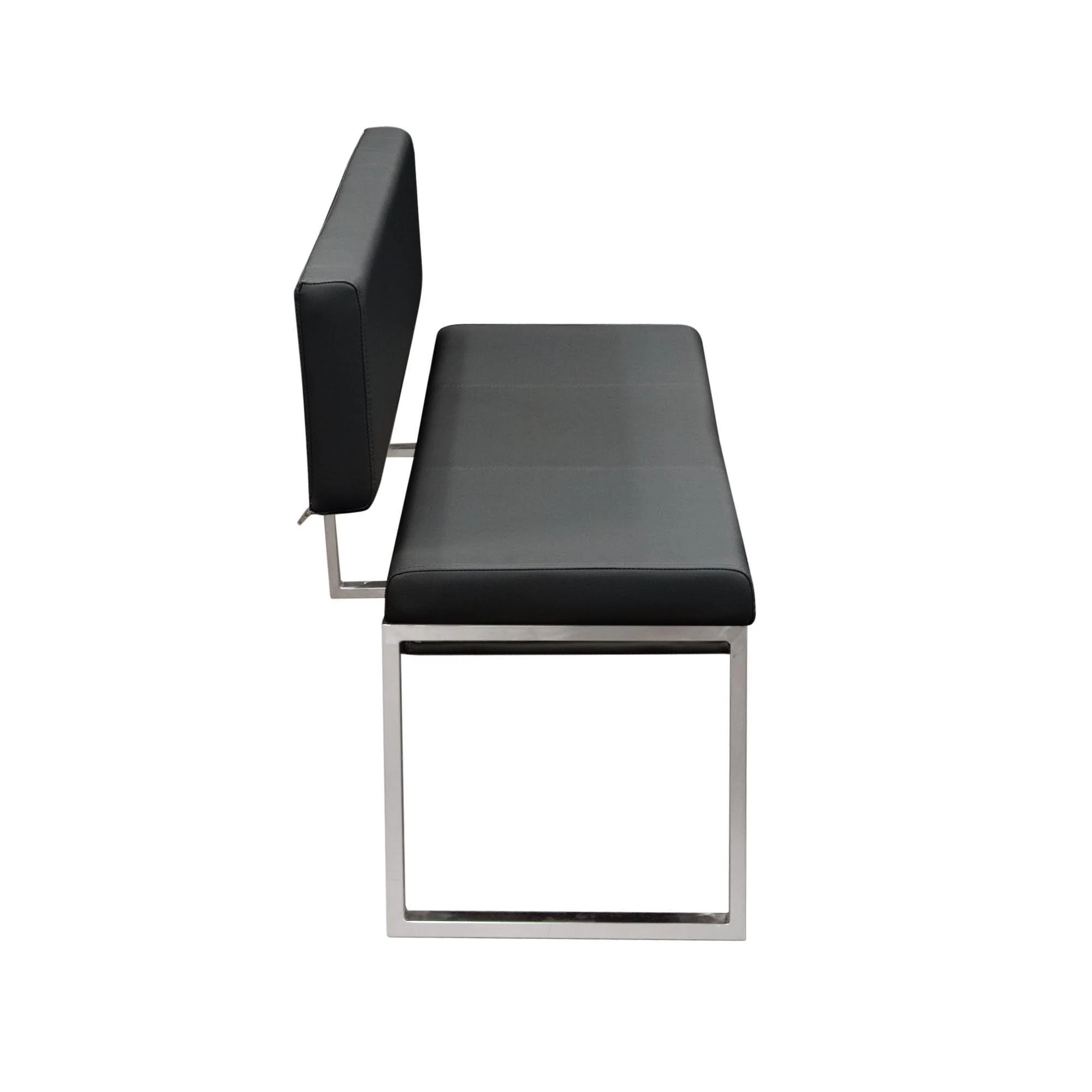 Knox Bench w/ Back & Stainless Steel Frame by Diamond Sofa - Black - Image 3