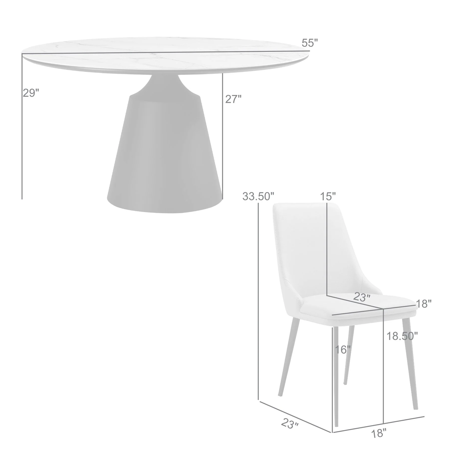 Knox Genesis 5 Piece Dining Set with Sintered Stone Top and Taupe Gray Faux Leather Chairs - Image 10