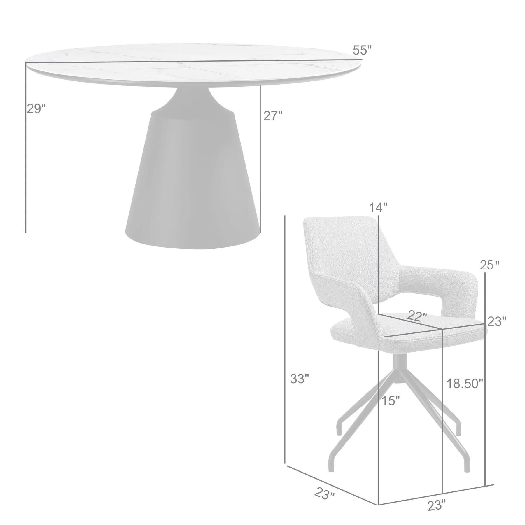 Knox Penny 5 Piece Dining Set with Sintered Stone Top and Brown Fabric Chairs - Image 10