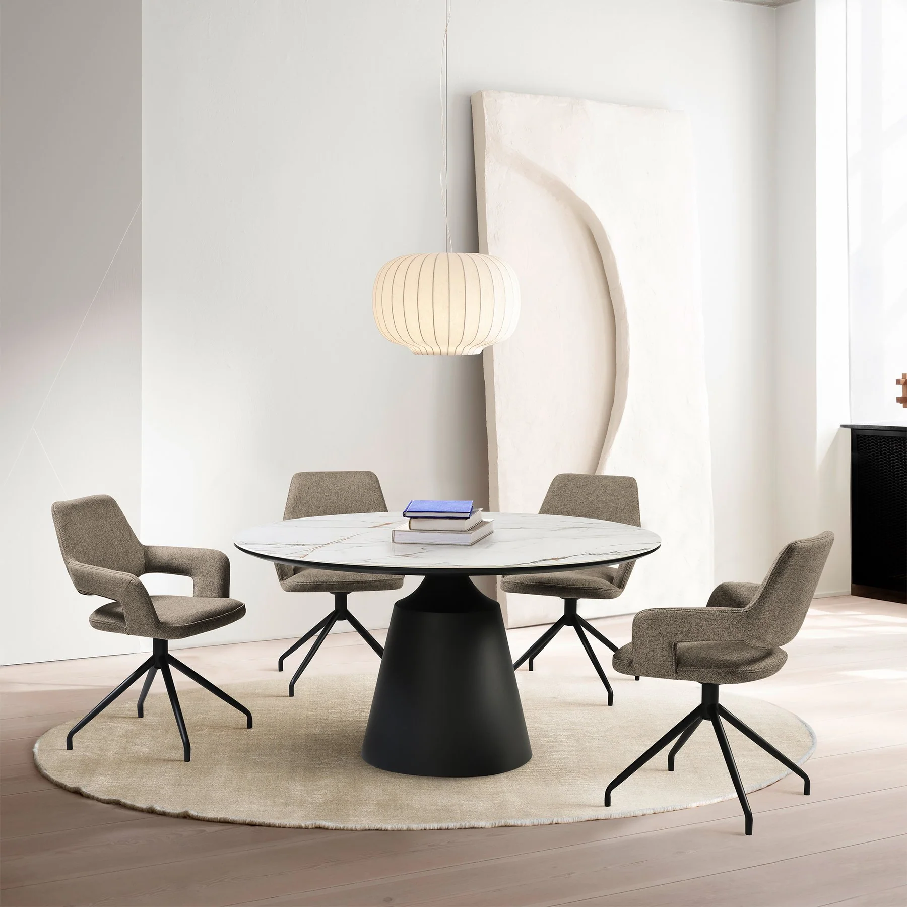 Knox Penny 5 Piece Dining Set with Sintered Stone Top and Brown Fabric Chairs - Image 11