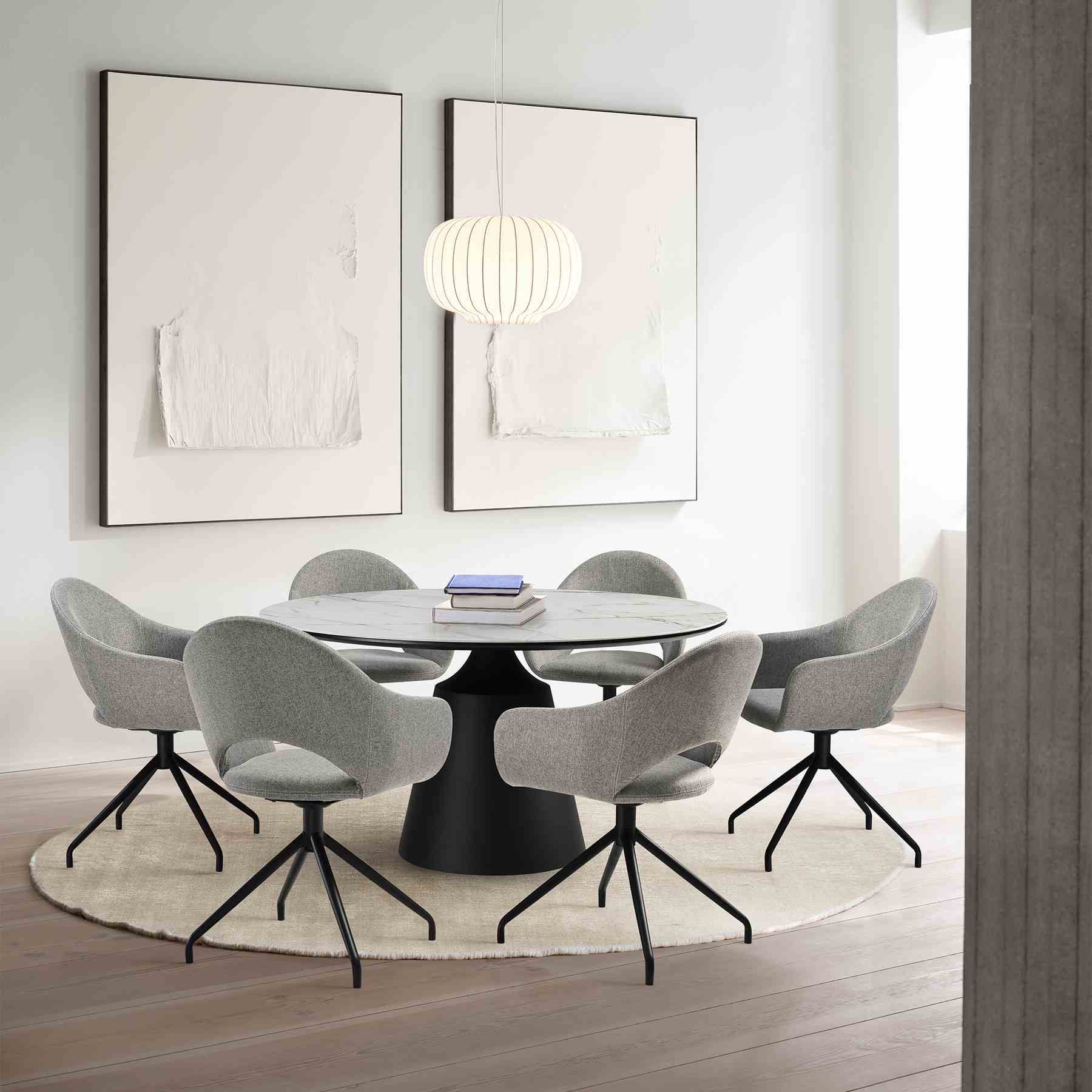 Knox Pria 7 Piece Dining Set with Sintered Stone Top and Gray Fabric Chairs - Image 11