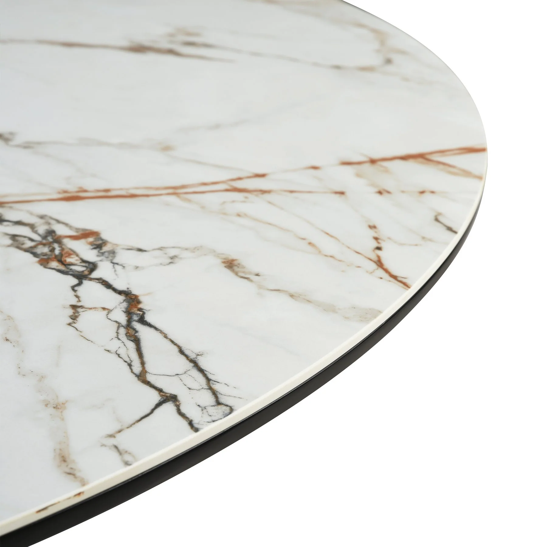Knox Round Dining Table with Stone Top and Black Metal Base - Image 5