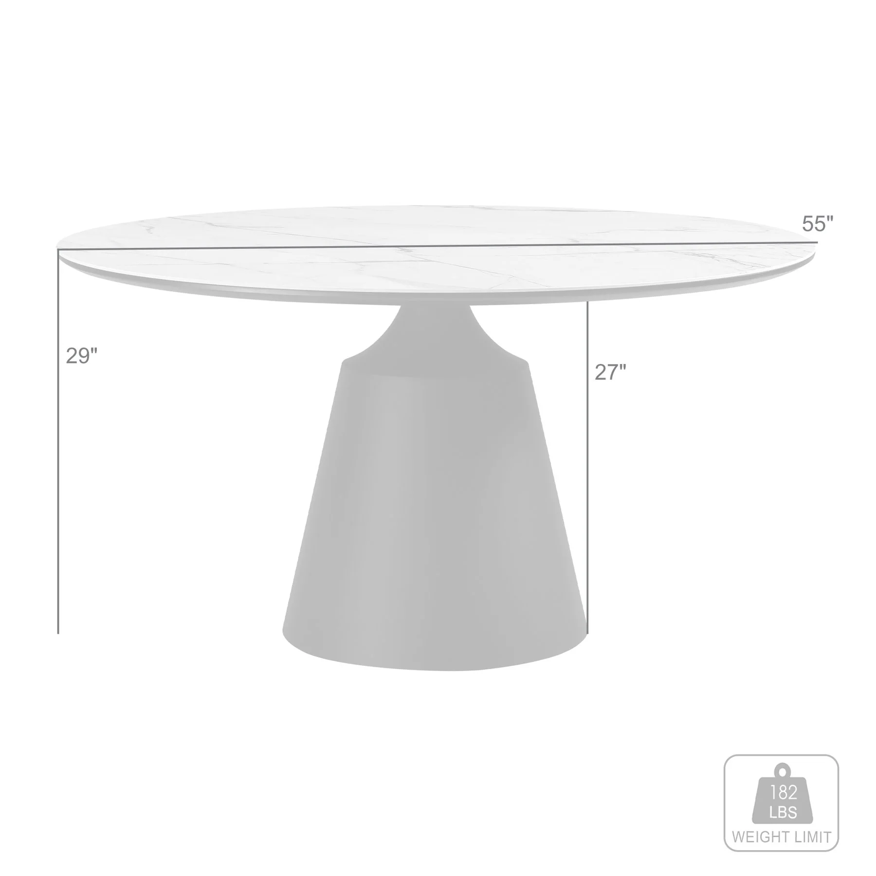 Knox Round Dining Table with Stone Top and Black Metal Base - Image 7