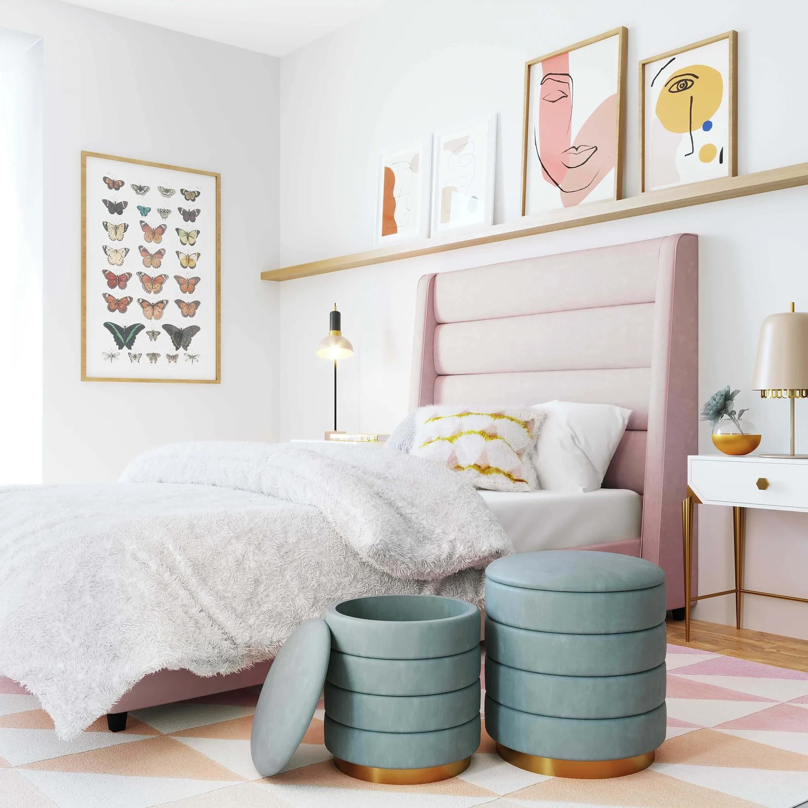 Koah Blush Velvet Bed in Twin - Image 2