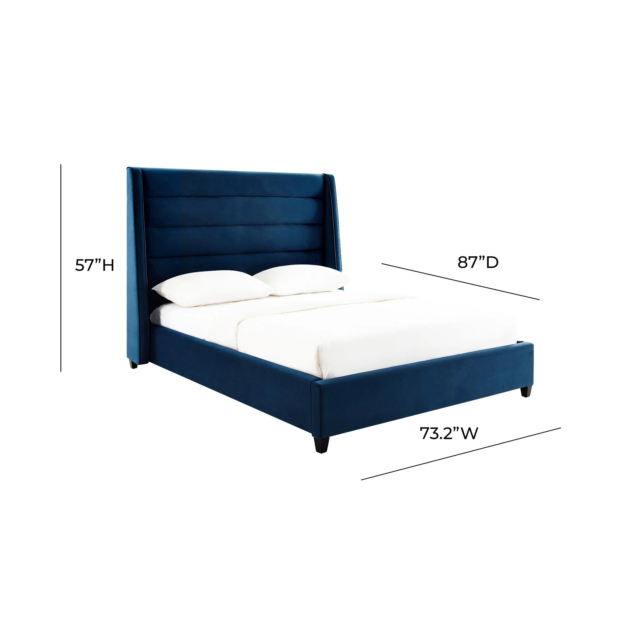 Koah Navy Velvet Bed in Queen - Image 6
