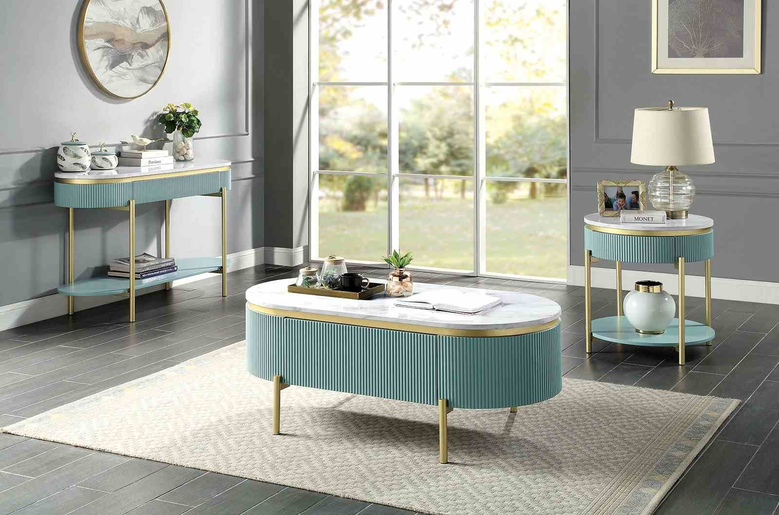 Koblenz Coffee Table, Light Teal - Image 2