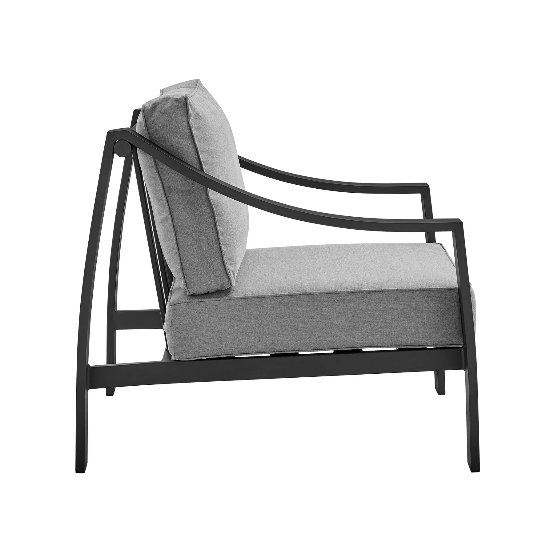 Koda 4 Piece Outdoor Patio Furniture Set in Black Aluminum with Gray Cushions - Image 6