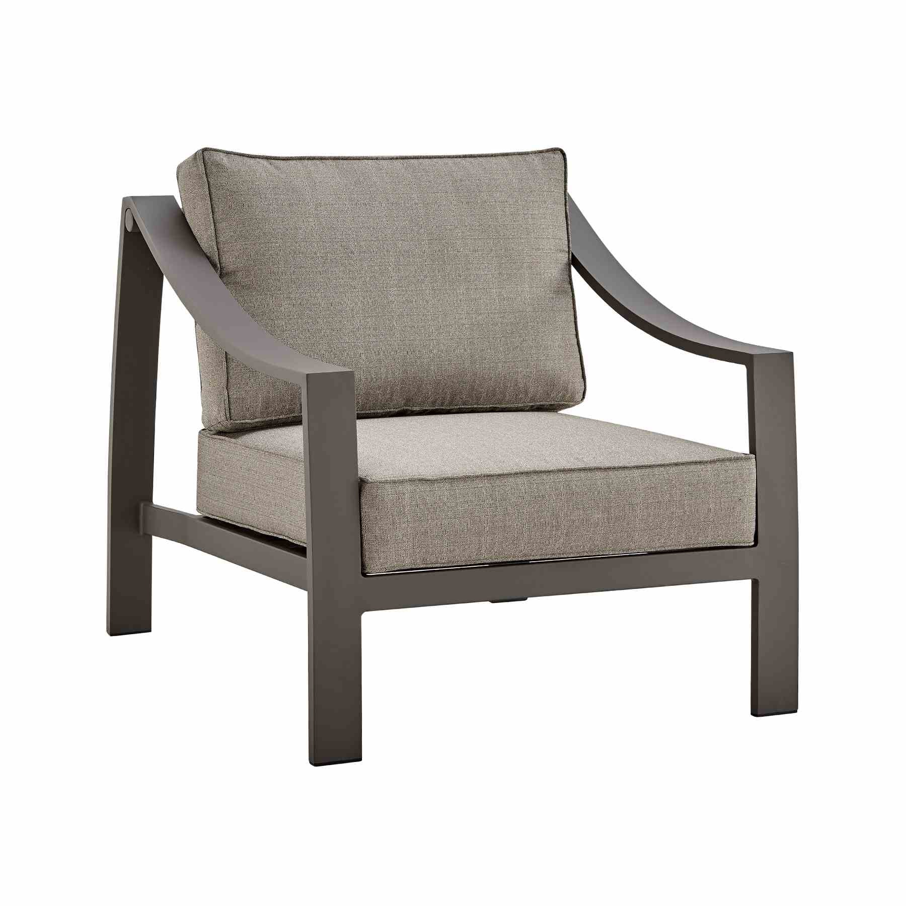 Koda 4 Piece Outdoor Patio Furniture Set in Dark Brown Aluminum with Cushions - Image 5