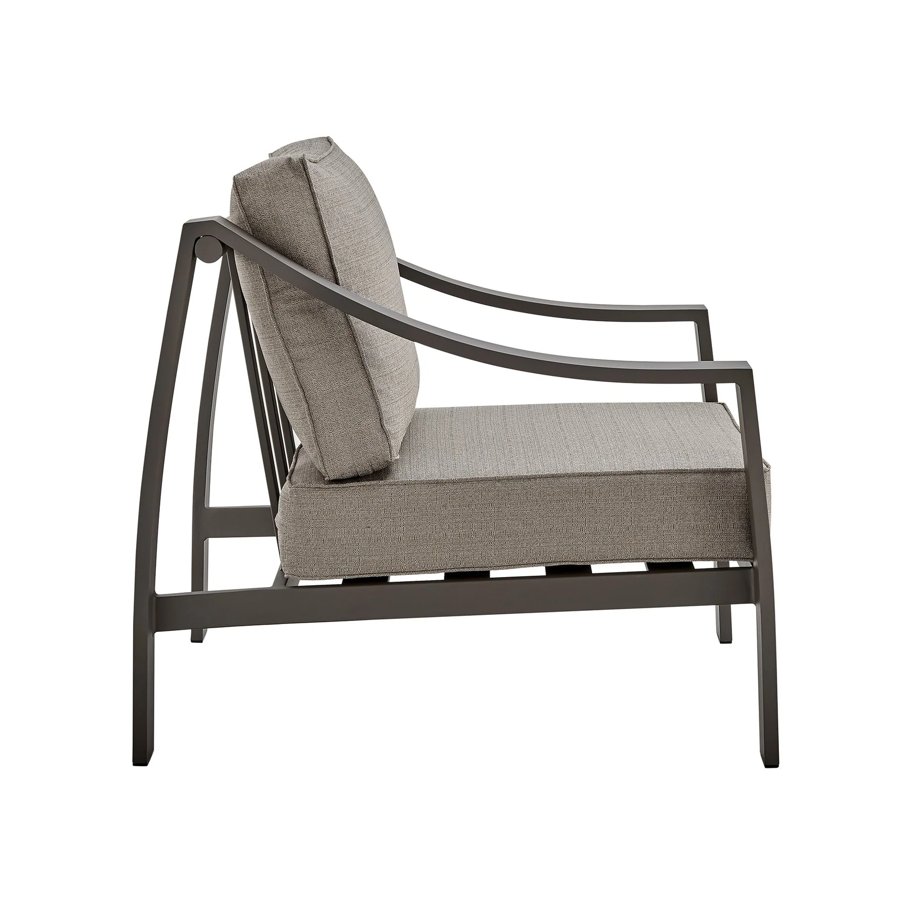 Koda 4 Piece Outdoor Patio Furniture Set in Dark Brown Aluminum with Cushions - Image 6