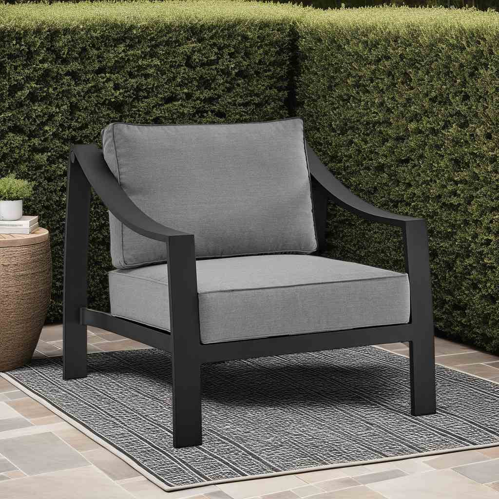 Koda Aluminum Outdoor Chair in Black and Dark Gray - Image 10