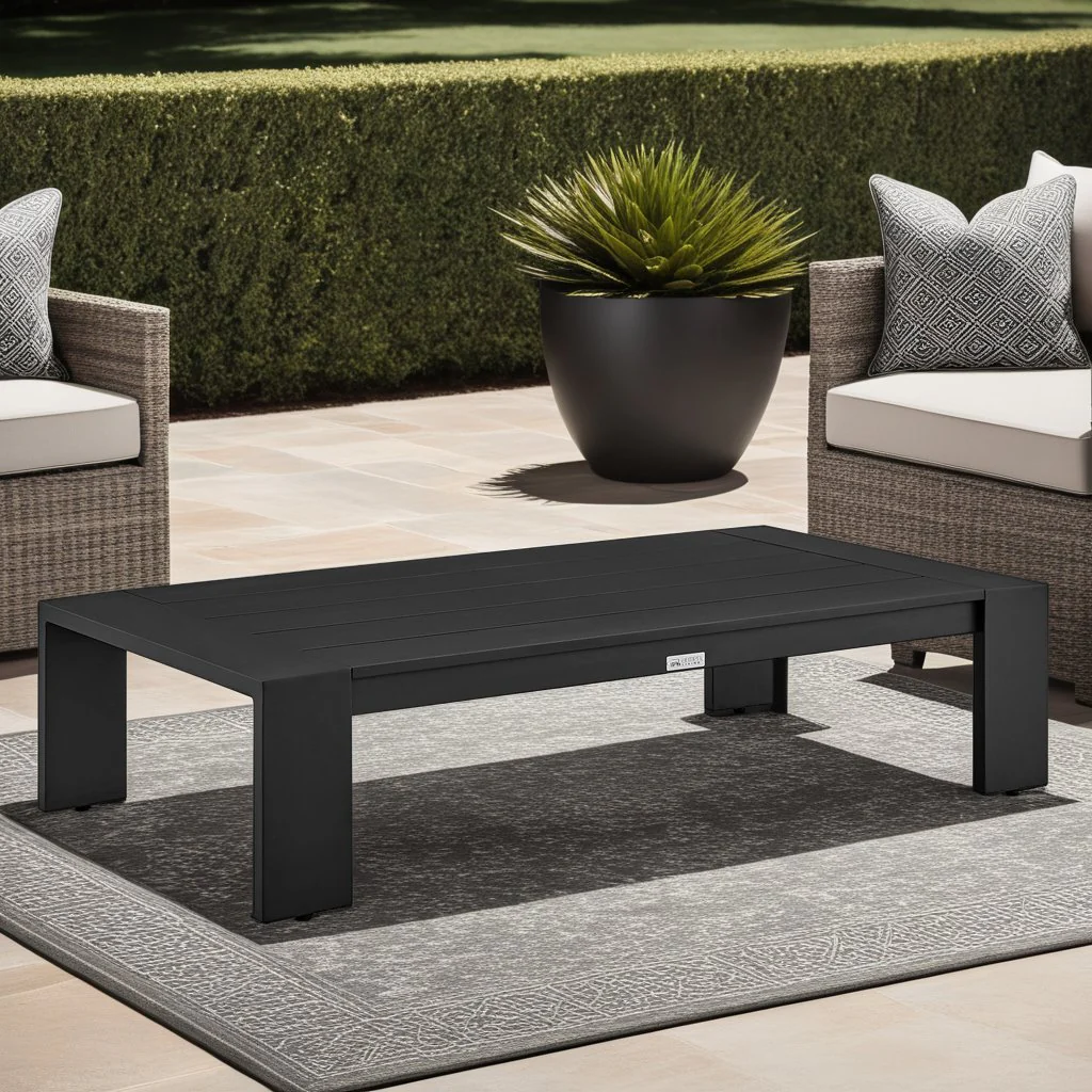 Koda Aluminum Outdoor Coffee Table in Black - Image 6