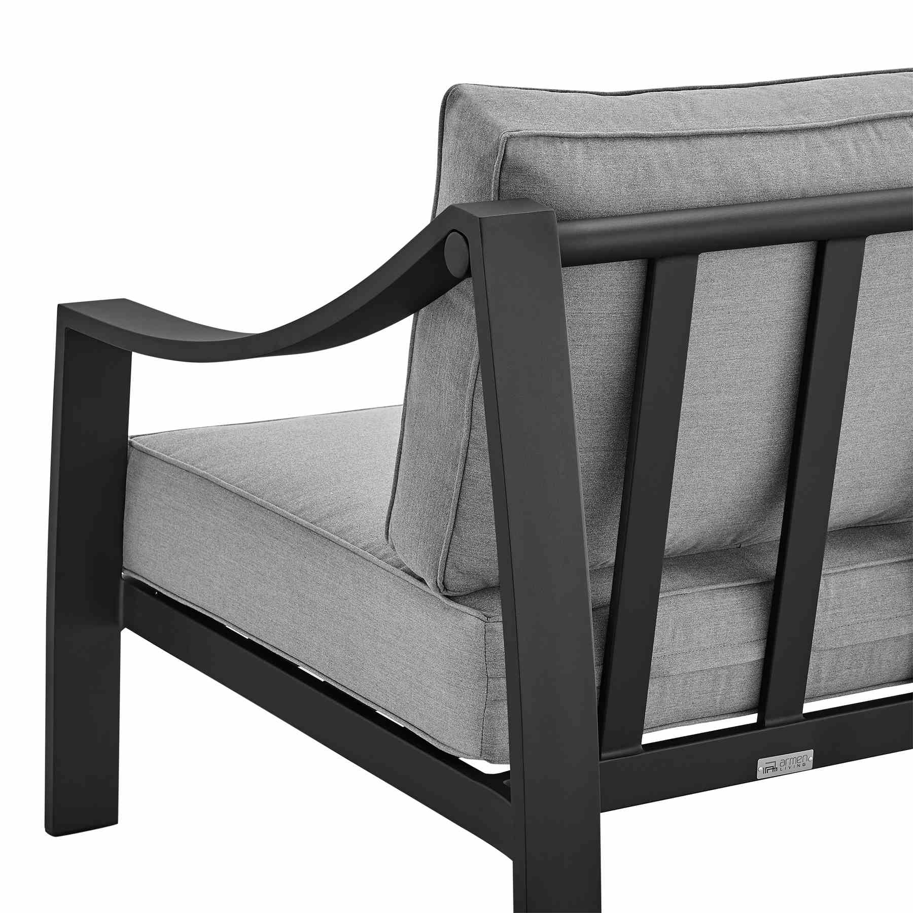 Koda Aluminum Outdoor Sofa in Black and Dark Gray - Image 5