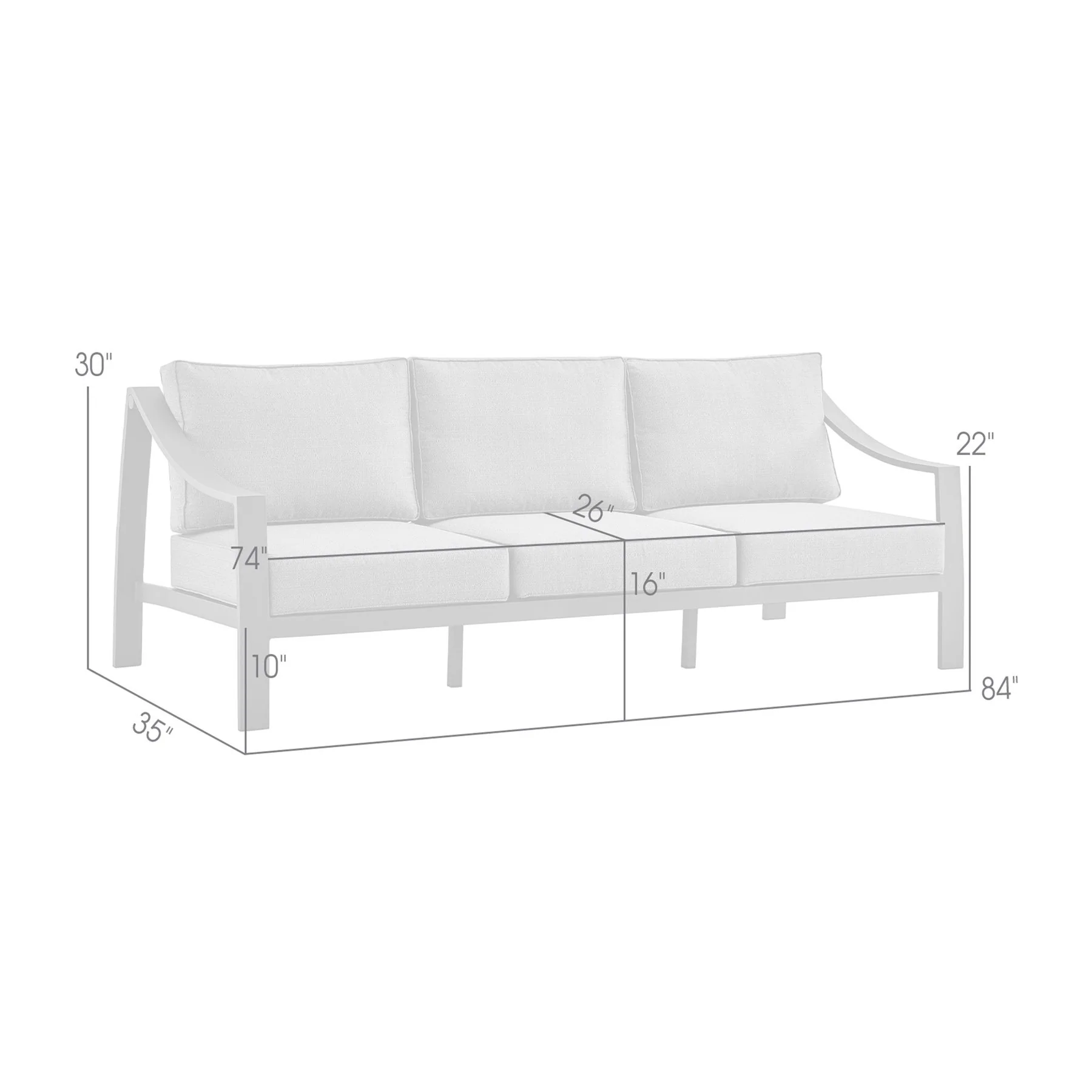 Koda Aluminum Outdoor Sofa in Black and Dark Gray - Image 8