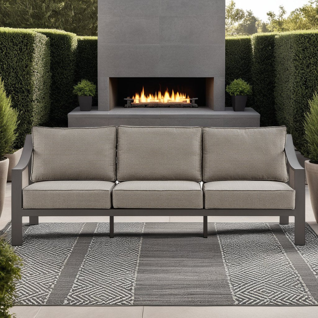 Koda Aluminum Outdoor Sofa in Brown - Image 9