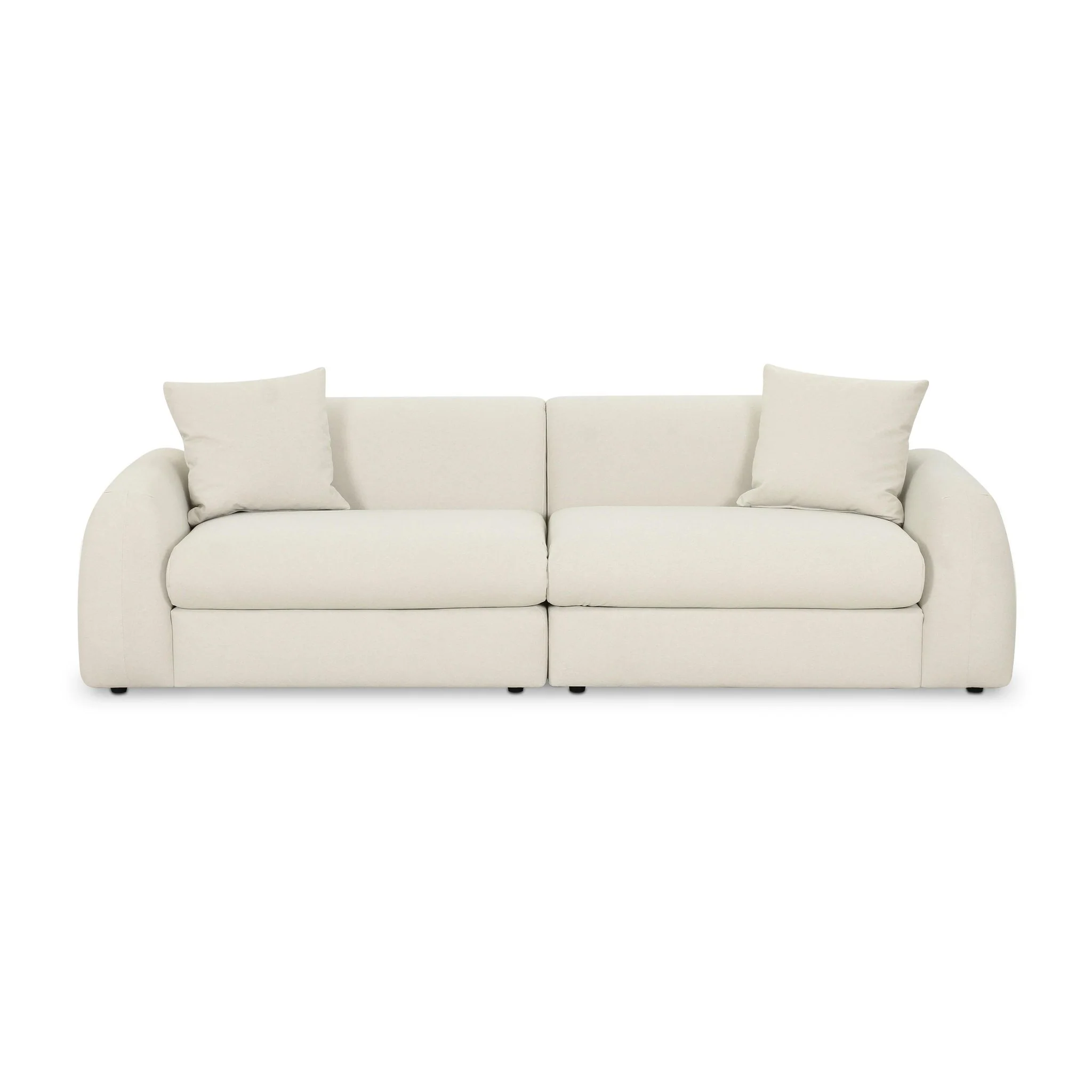 Kourtney Cream Faux Mohair 100 inch Sofa - Image 3