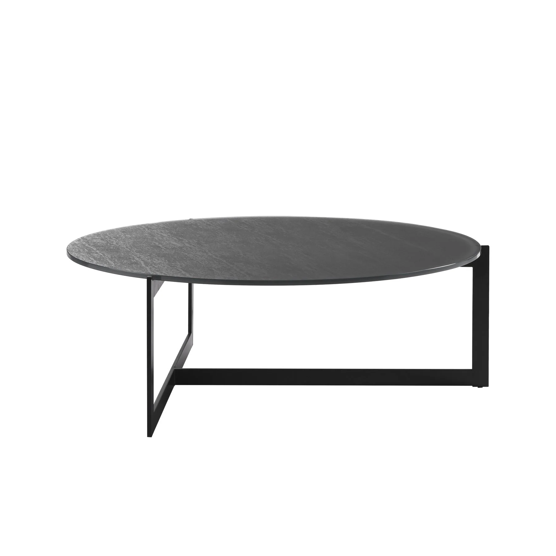 Krike Modern Industrial 40 in. Round Gray Coffee Table with Tempered Glass Top - Image 2