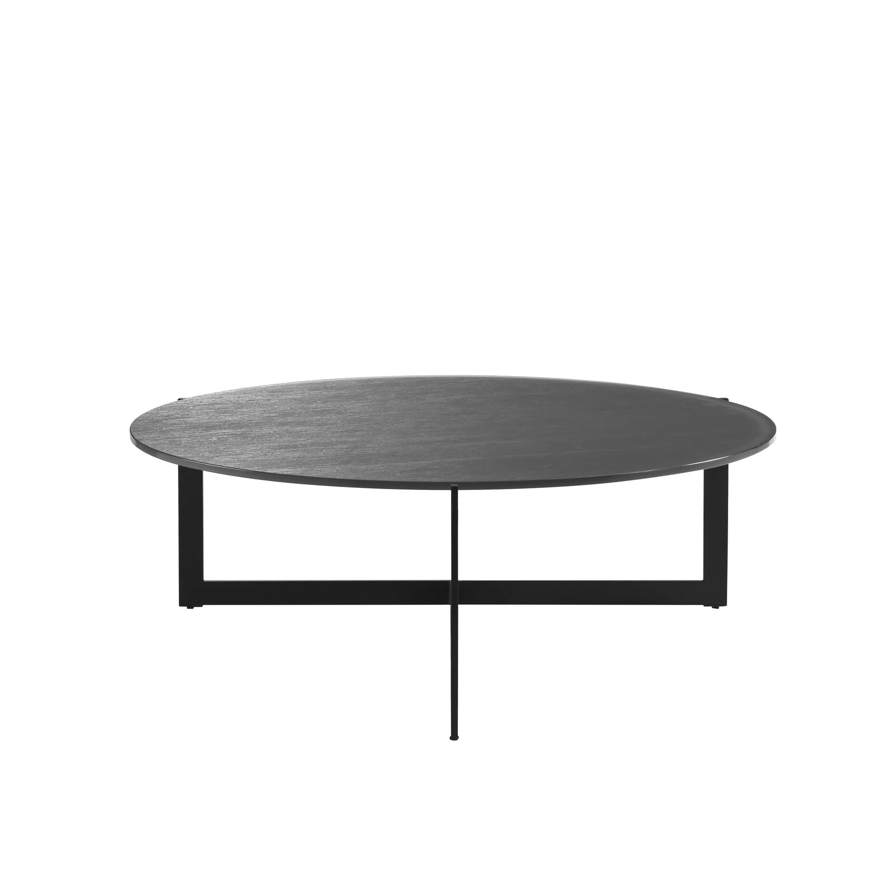 Krike Modern Industrial 40 in. Round Gray Coffee Table with Tempered Glass Top - Image 3