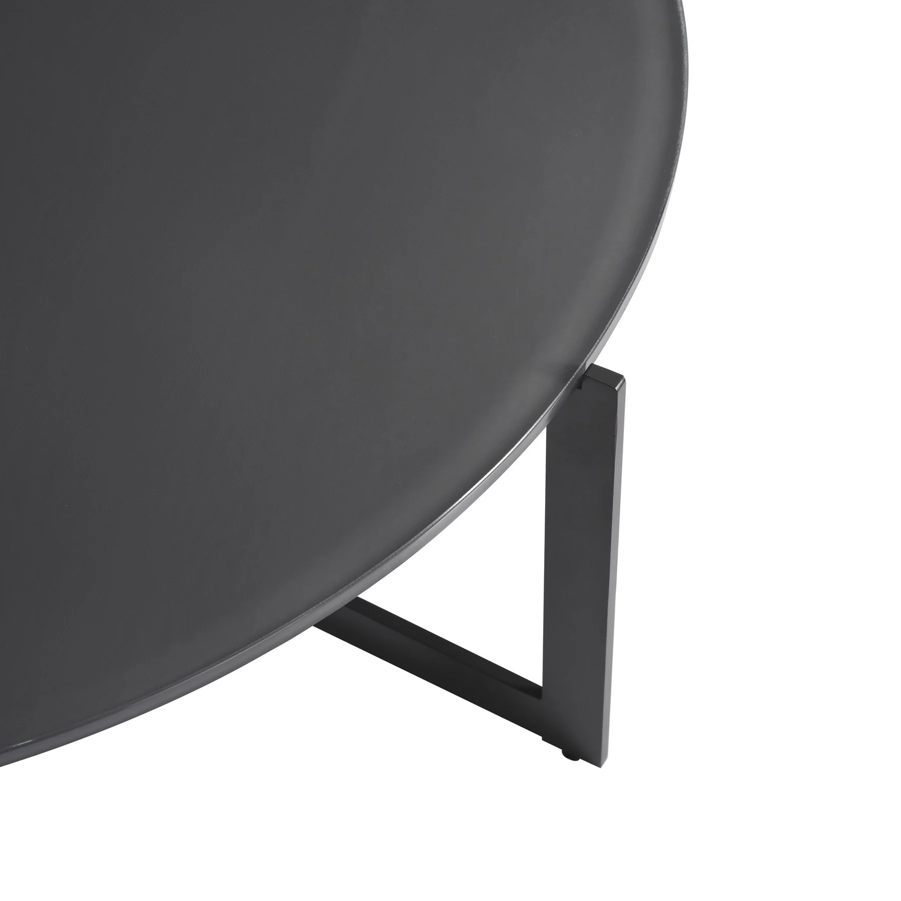 Krike Modern Industrial 40 in. Round Gray Coffee Table with Tempered Glass Top - Image 7