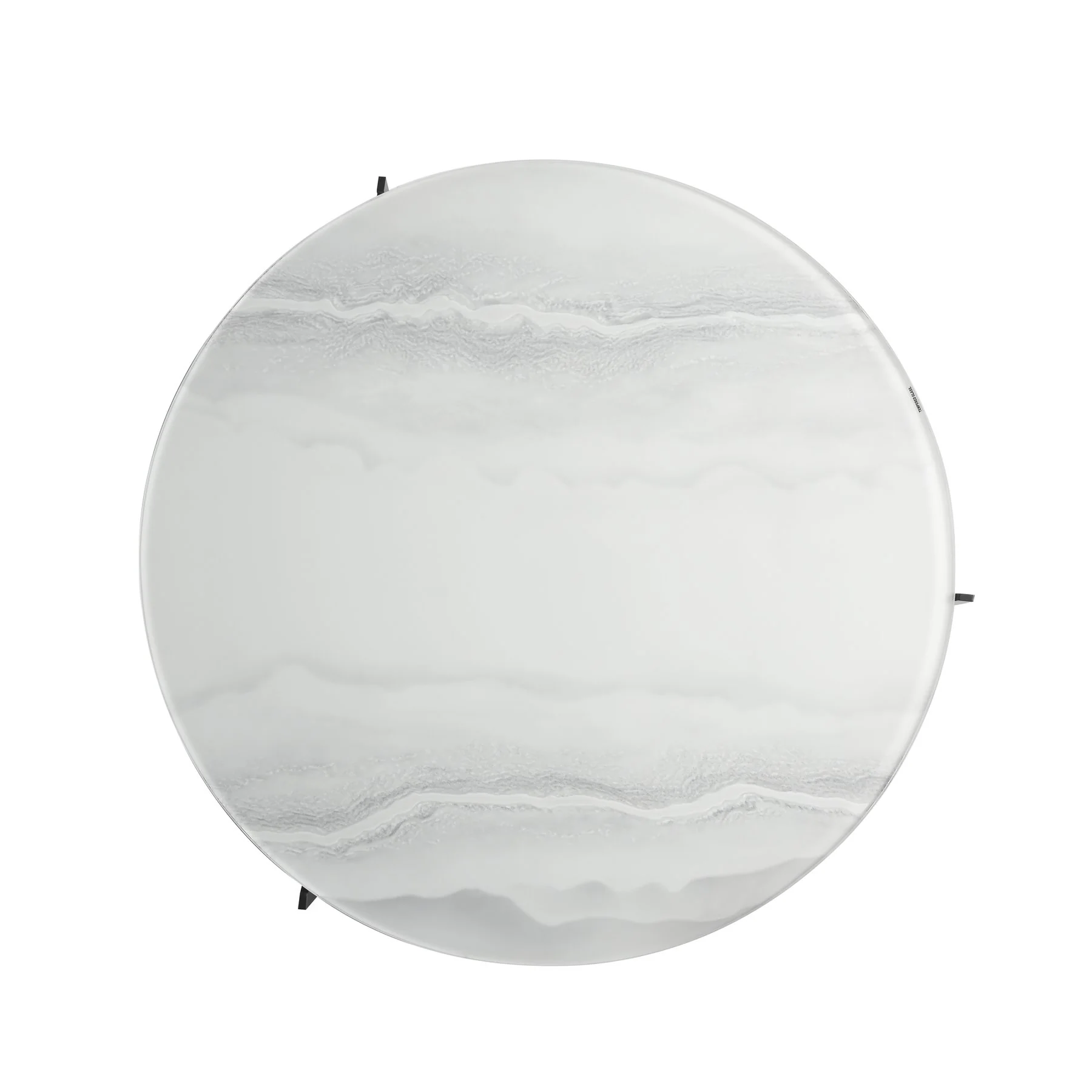 Krike Modern Industrial 40 in. Round White Coffee Table with Tempered Glass Top - Image 4