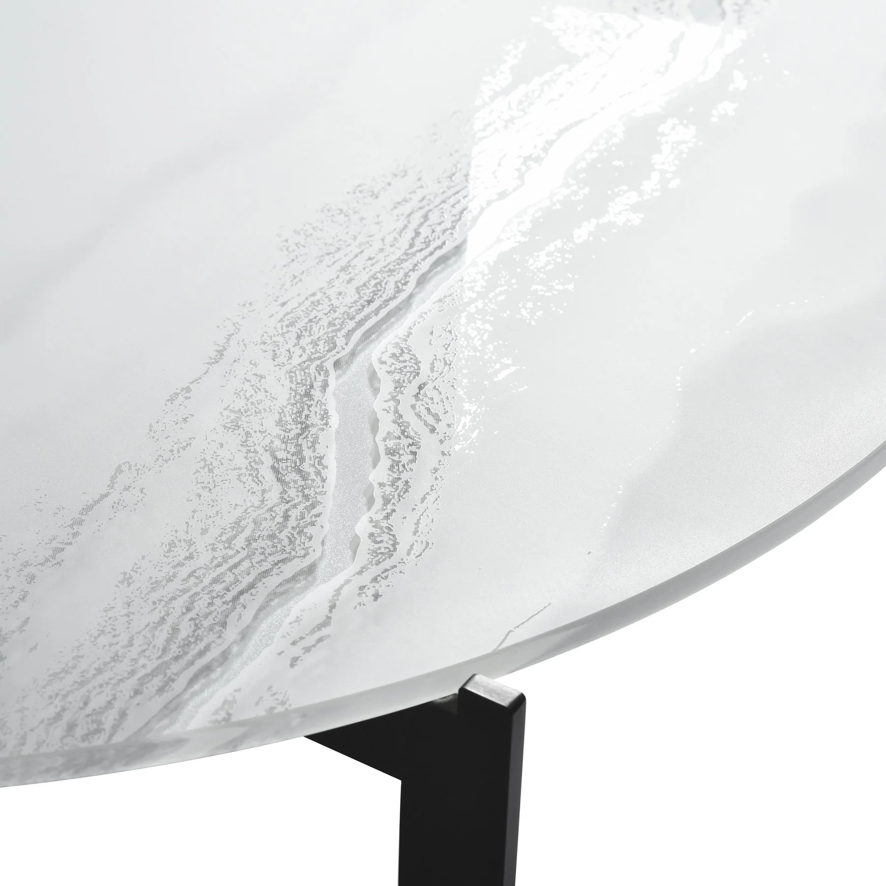Krike Modern Industrial 40 in. Round White Coffee Table with Tempered Glass Top - Image 5
