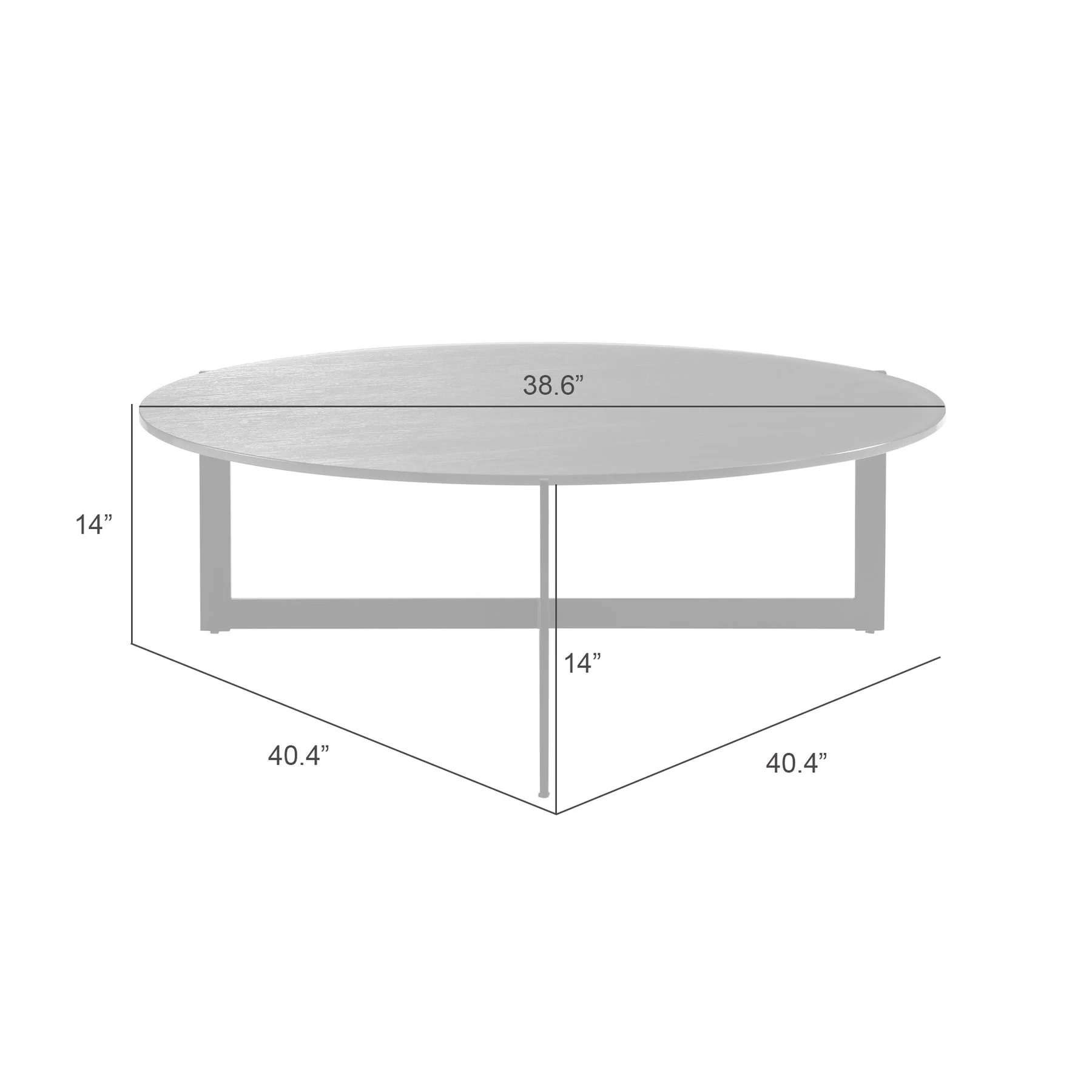 Krike Modern Industrial 40 in. Round White Coffee Table with Tempered Glass Top - Image 7