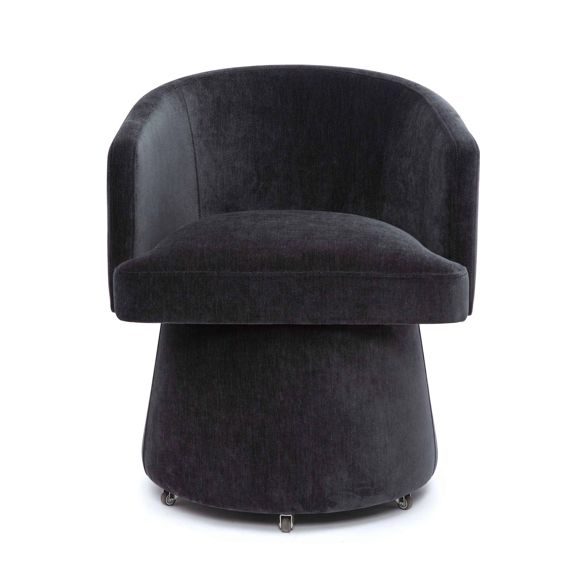 Kristen Black Upcycled Chenille Rolling Desk Chair - Image 3