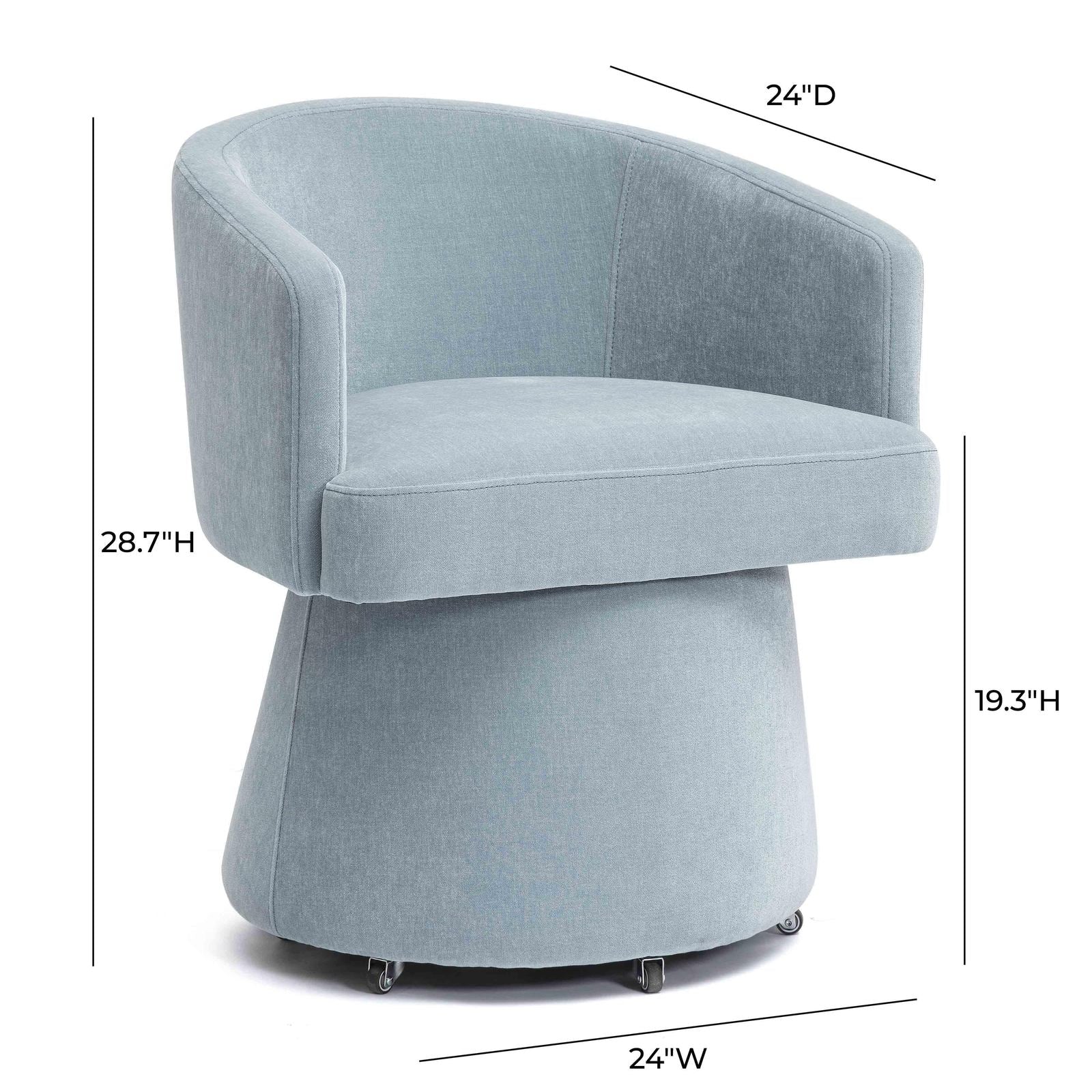 Kristen Faded Blue Upcycled Chenille Rolling Desk Chair - Image 5