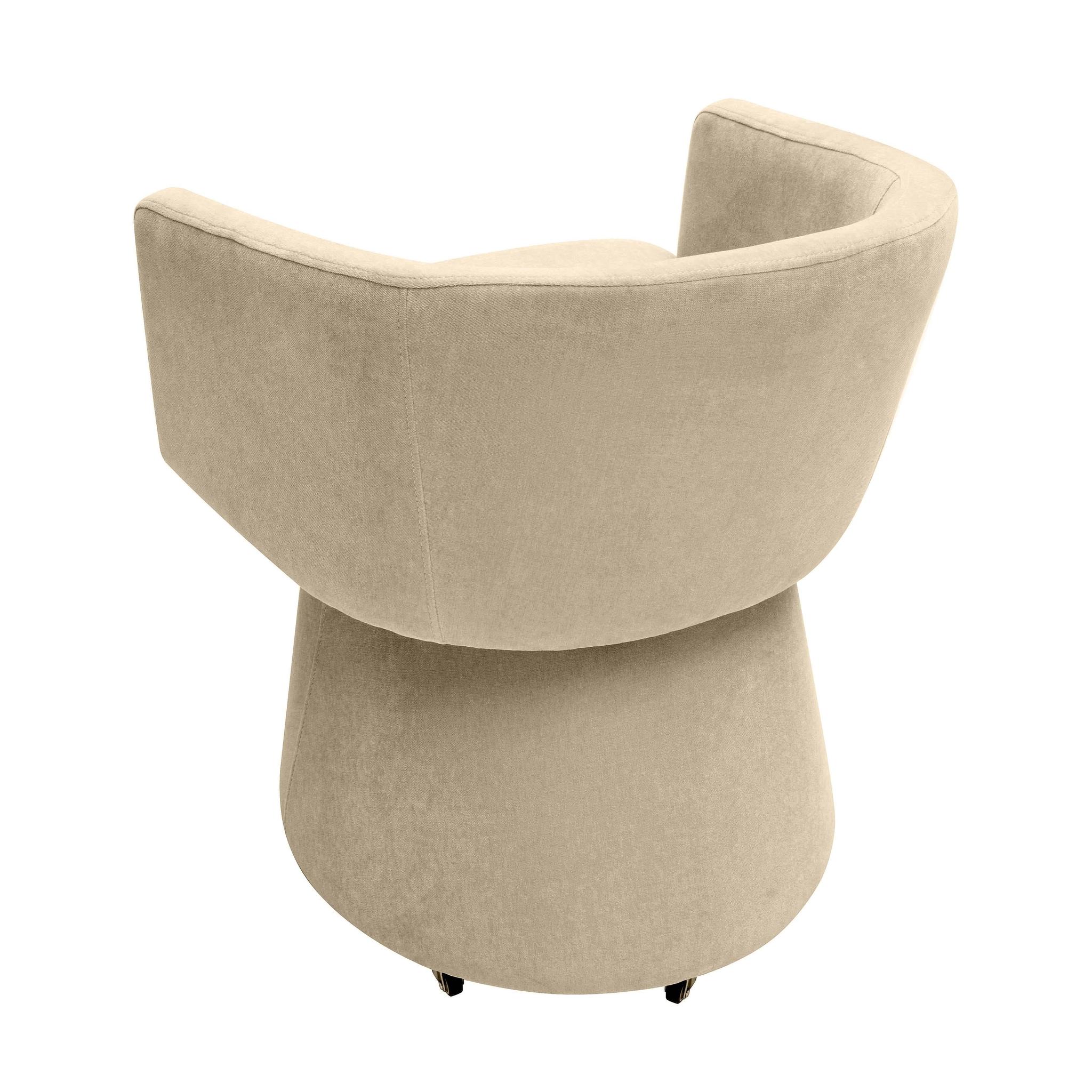 Kristen Taupe Upcycled Chenille Rolling Desk Chair - Image 4