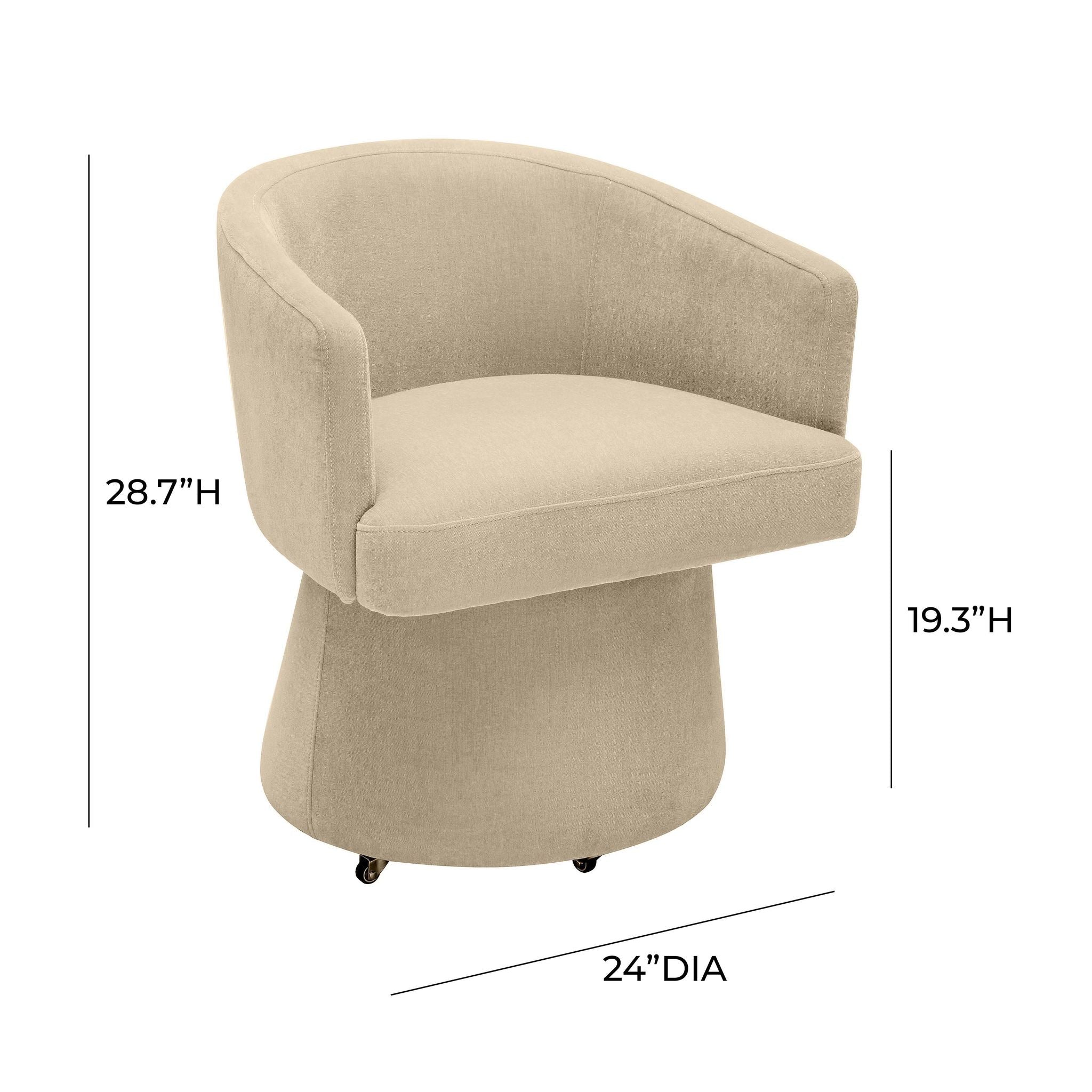 Kristen Taupe Upcycled Chenille Rolling Desk Chair - Image 7