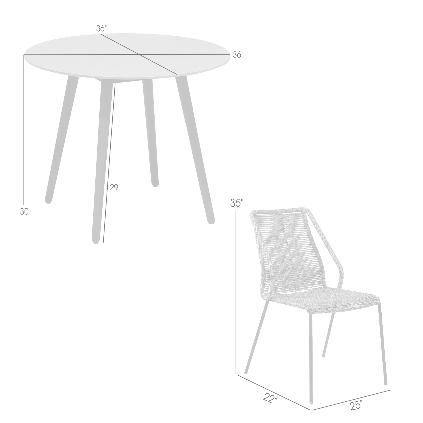 Kylie and Clip 3 Piece Outdoor Patio 36" Dining Set in Black Eucalyptus Wood and Black Rope - Image 13