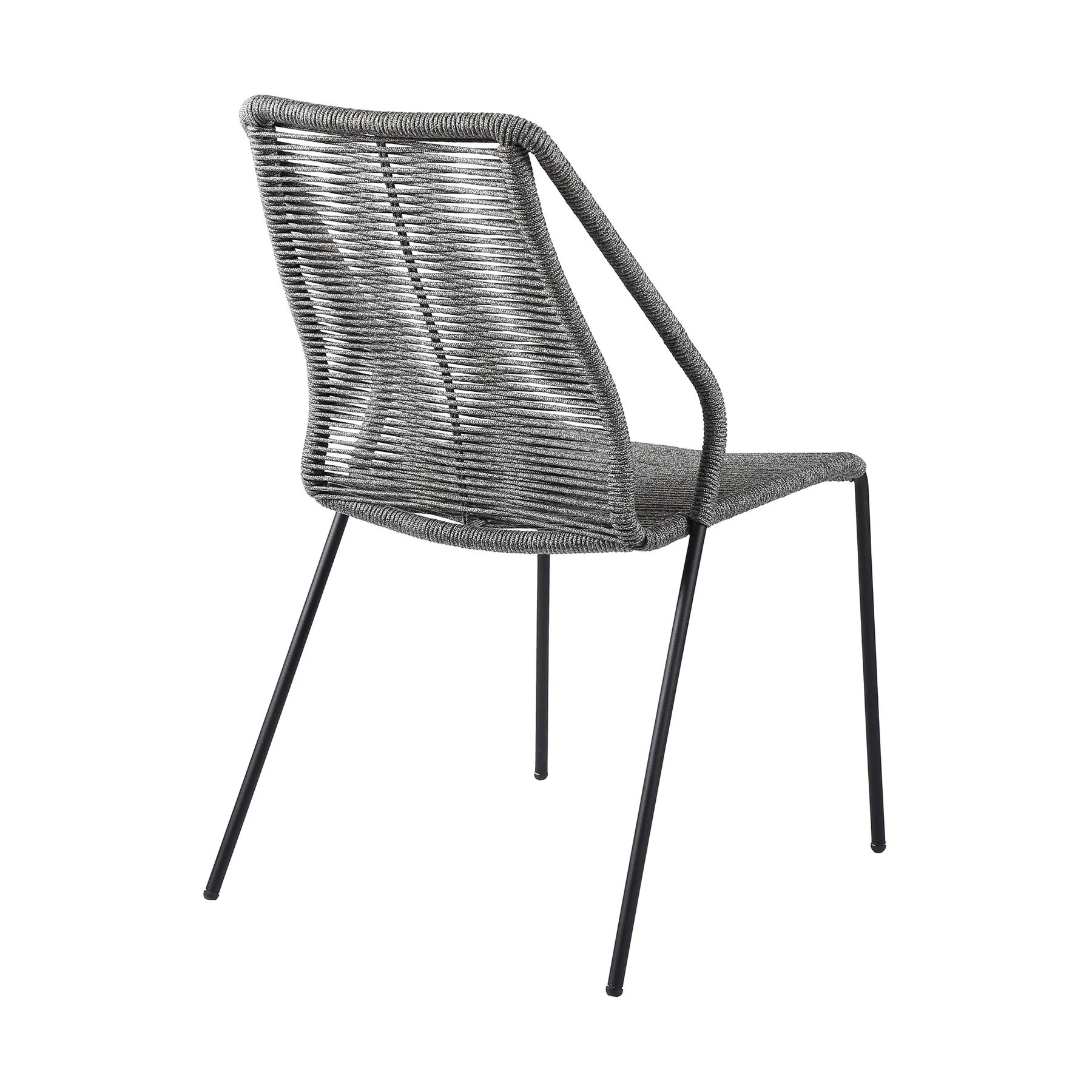 Kylie and Clip 3 Piece Outdoor Patio 36" Dining Set in Black Eucalyptus Wood and Gray Rope - Image 3