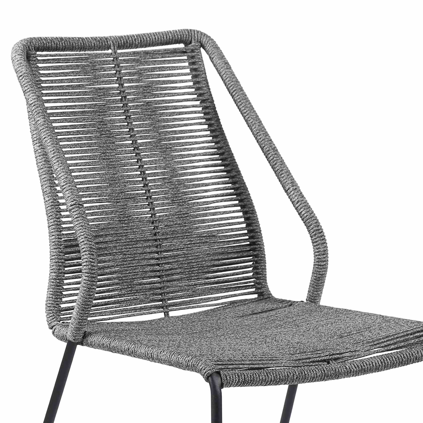 Kylie and Clip 3 Piece Outdoor Patio 36" Dining Set in Black Eucalyptus Wood and Gray Rope - Image 6