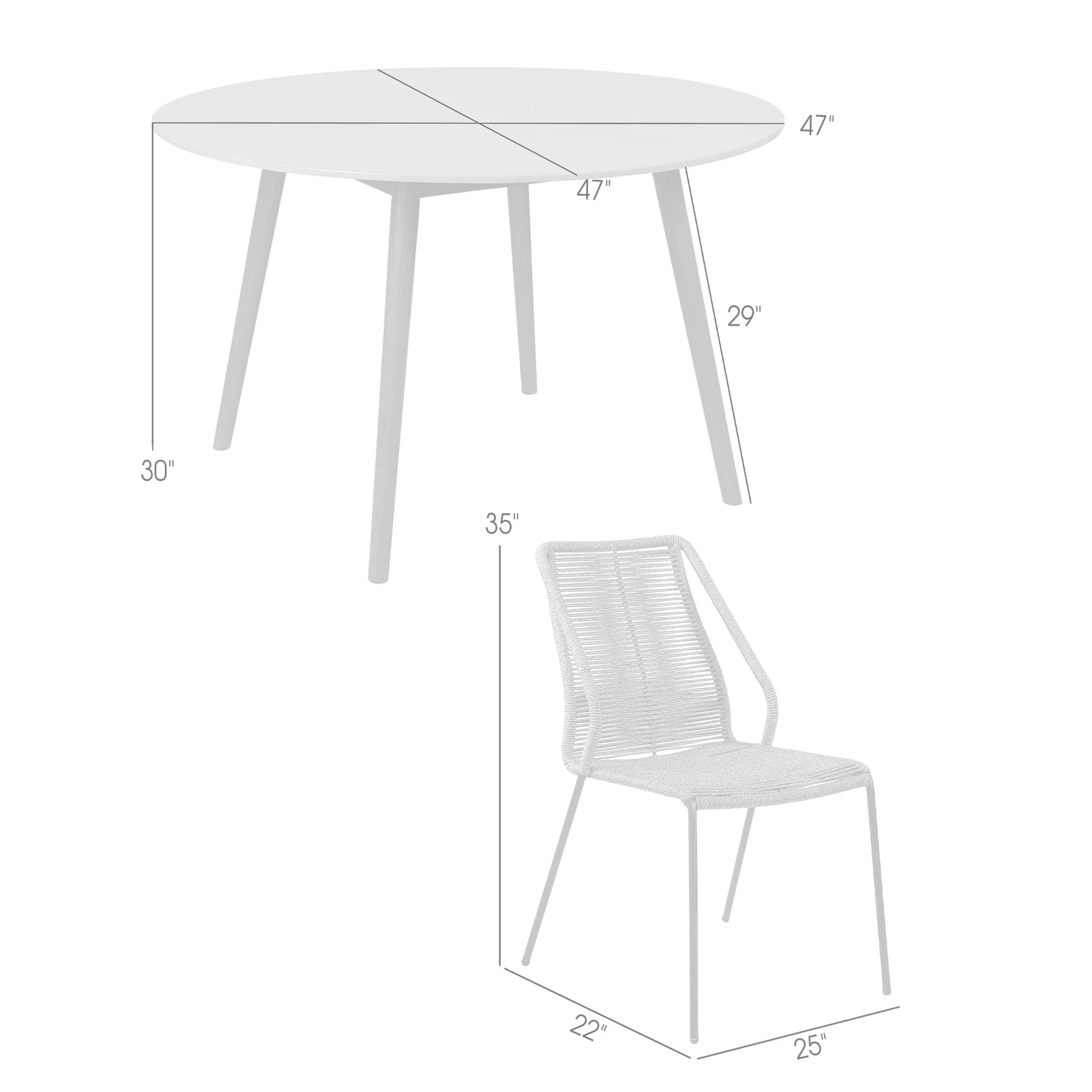 Kylie and Clip Outdoor Patio 5 Piece Dining Set in Gray Rope with Black Eucalyptus Wood - Image 13