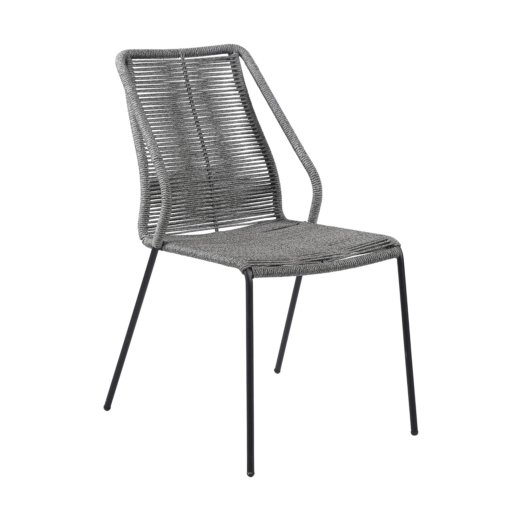 Kylie and Clip Outdoor Patio 5 Piece Dining Set in Gray Rope with Black Eucalyptus Wood - Image 2