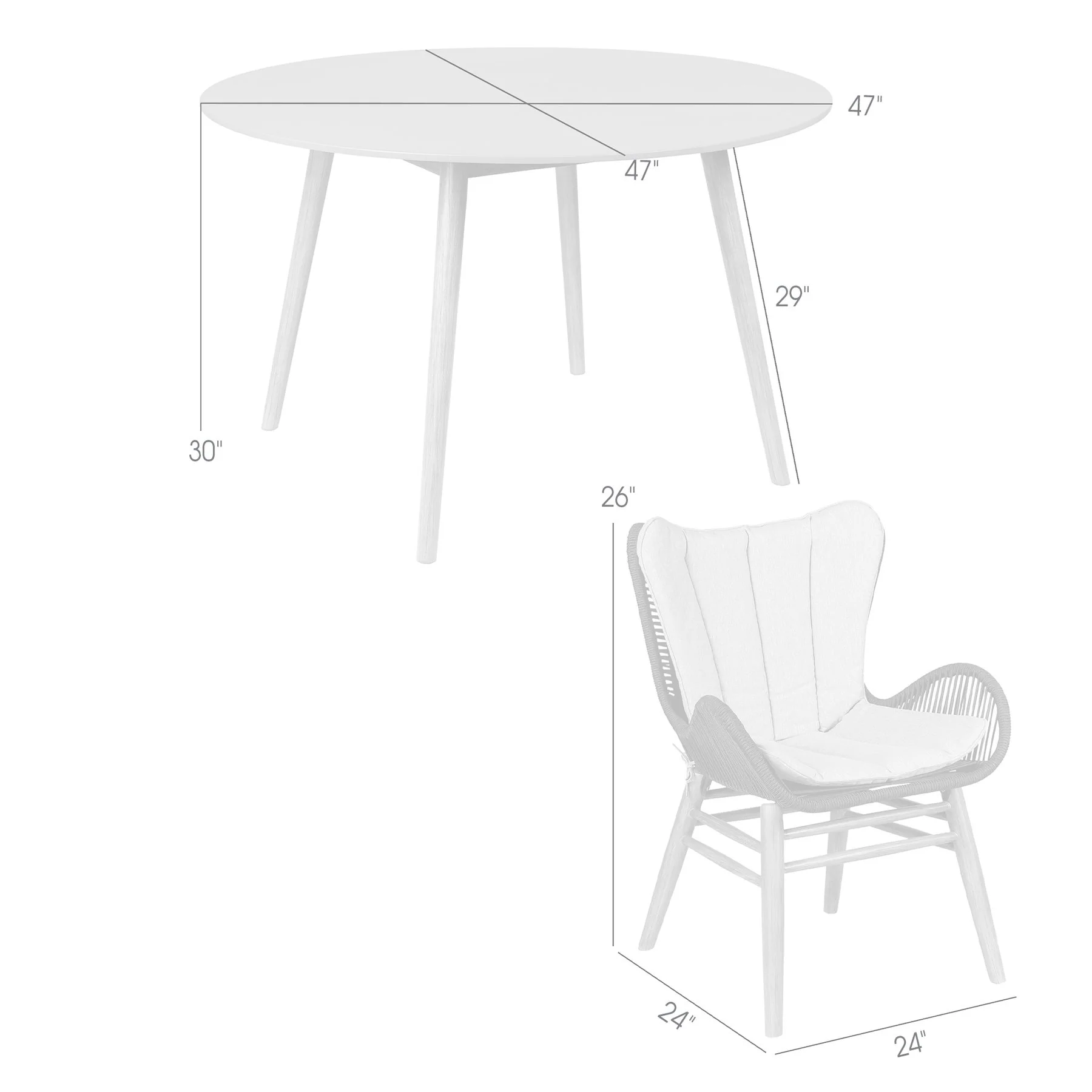 Kylie and Mateo 5 Piece Outdoor Patio Dining Set in Dark Eucalyptus Wood with Truffle Rope and Gray Cushions - Image 12