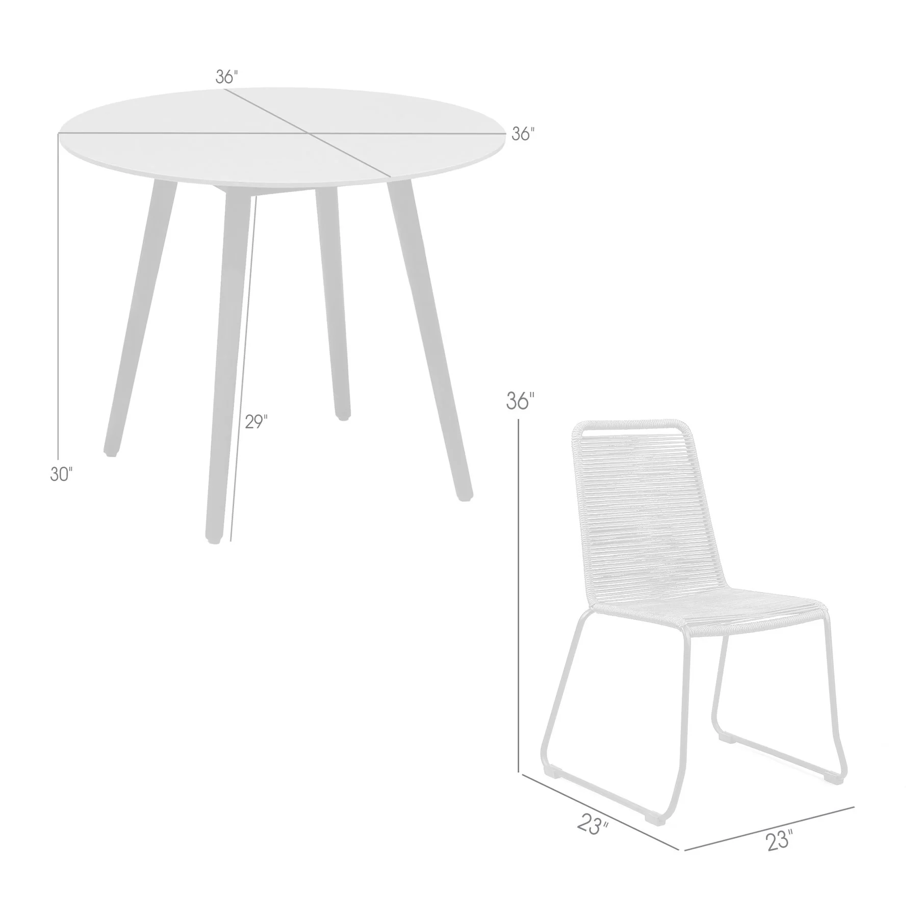 Kylie and Shasta 3 Piece Outdoor Patio 36" Dining Set in Black Eucalyptus Wood and Black Rope - Image 13