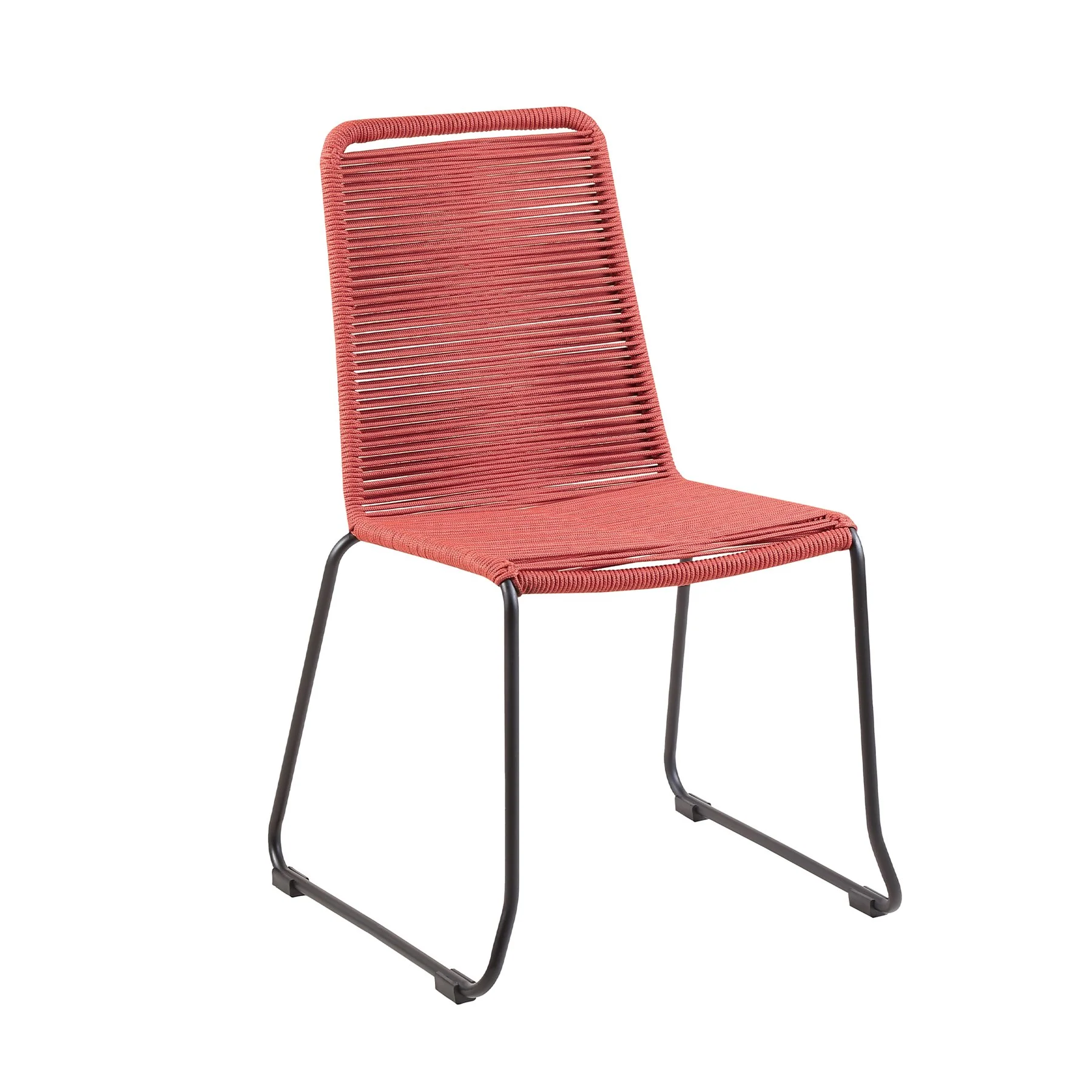 Kylie and Shasta 3 Piece Outdoor Patio 36" Dining Set in Black Eucalyptus Wood and Brick Red Rope - Image 2