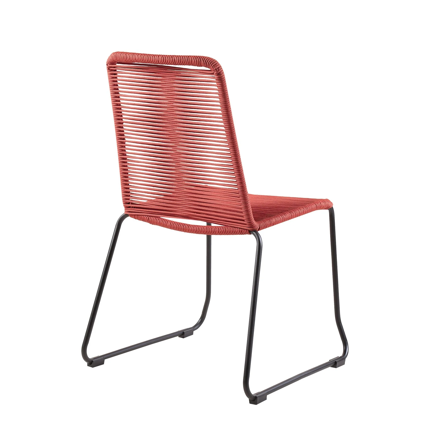 Kylie and Shasta 3 Piece Outdoor Patio 36" Dining Set in Black Eucalyptus Wood and Brick Red Rope - Image 3
