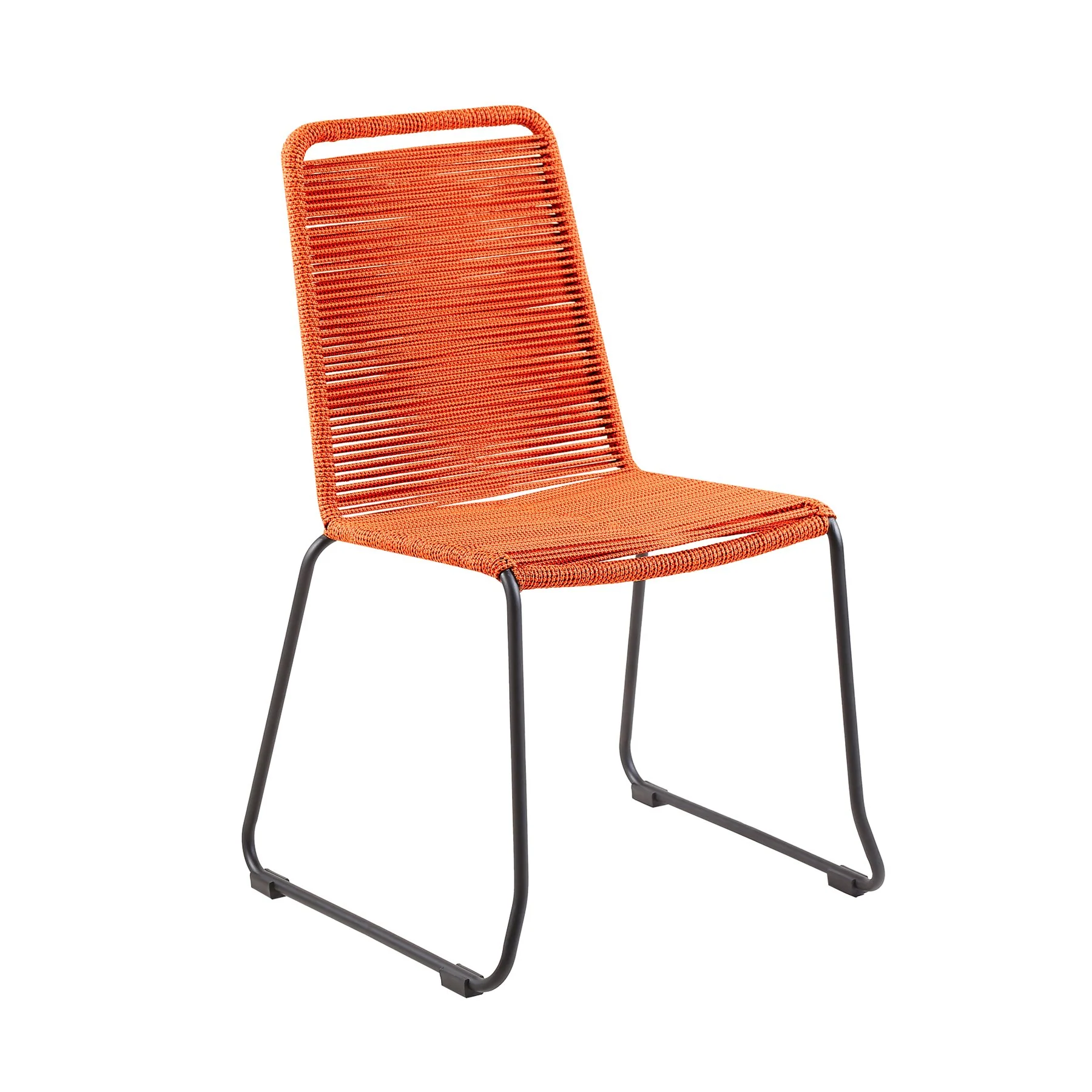 Kylie and Shasta 3 Piece Outdoor Patio 36" Dining Set in Black Eucalyptus Wood and Tangerine Rope - Image 2