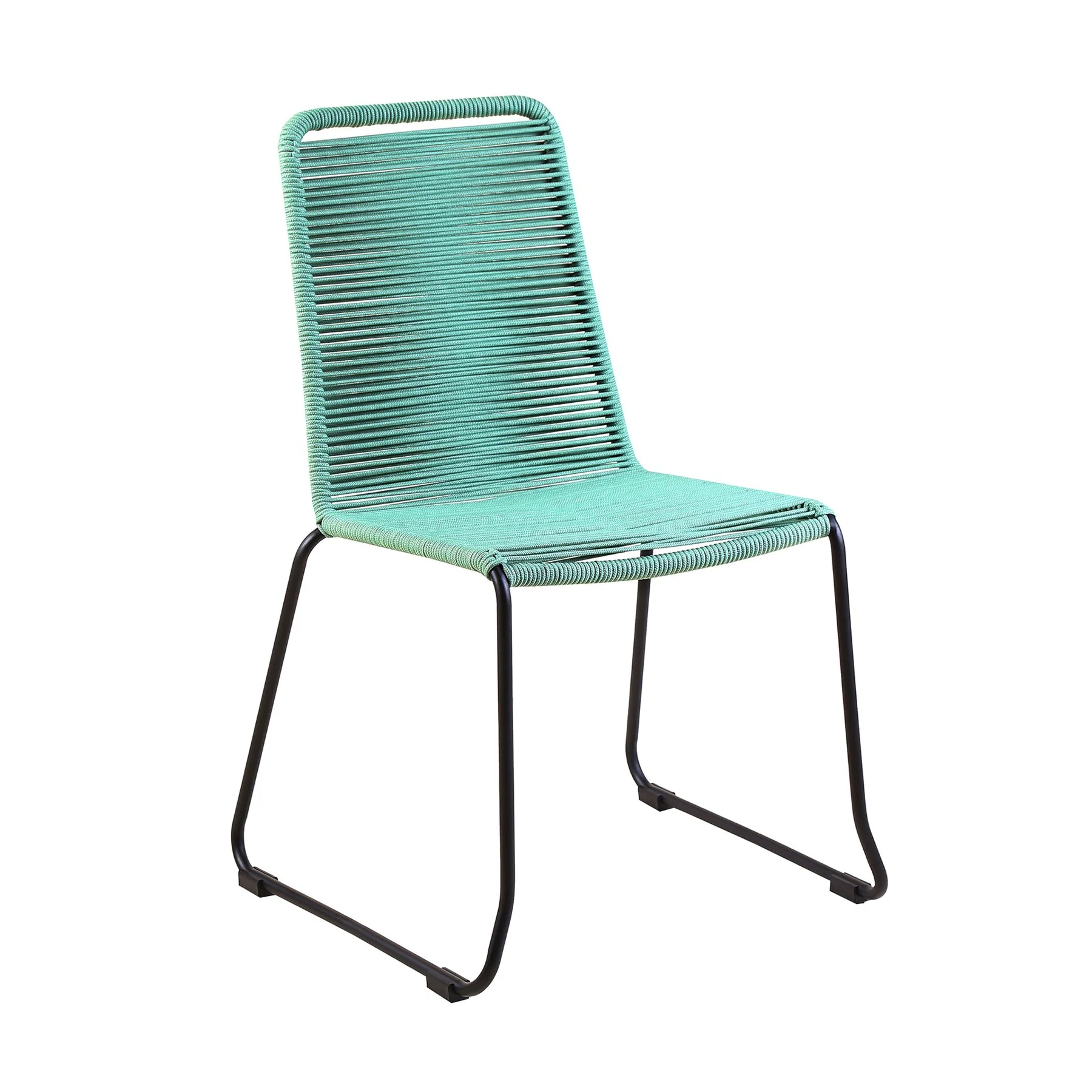 Kylie and Shasta 3 Piece Outdoor Patio 36" Dining Set in Black Eucalyptus Wood and Wasabi Rope - Image 2