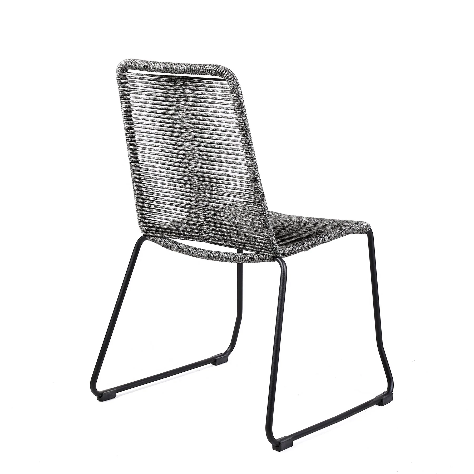 Kylie and Shasta 5 Piece Patio Outdoor Dining Set in Gray Rope with Black Eucalyptus Wood - Image 3