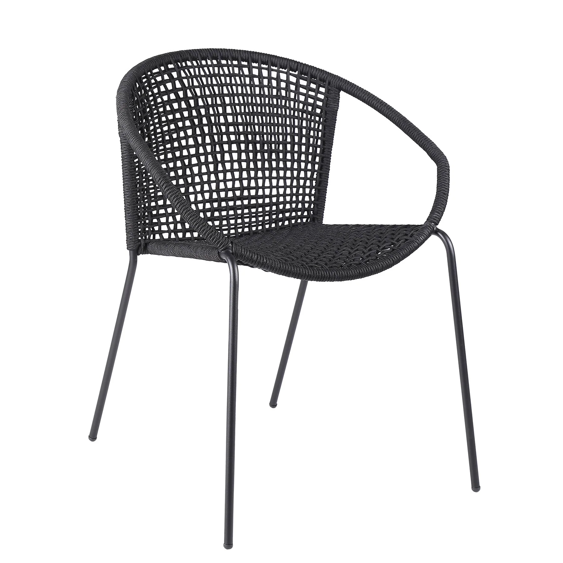 Kylie and Snack 3 Piece Outdoor Patio 36" Dining Set in Black Eucalyptus Wood and Black Rope - Image 2