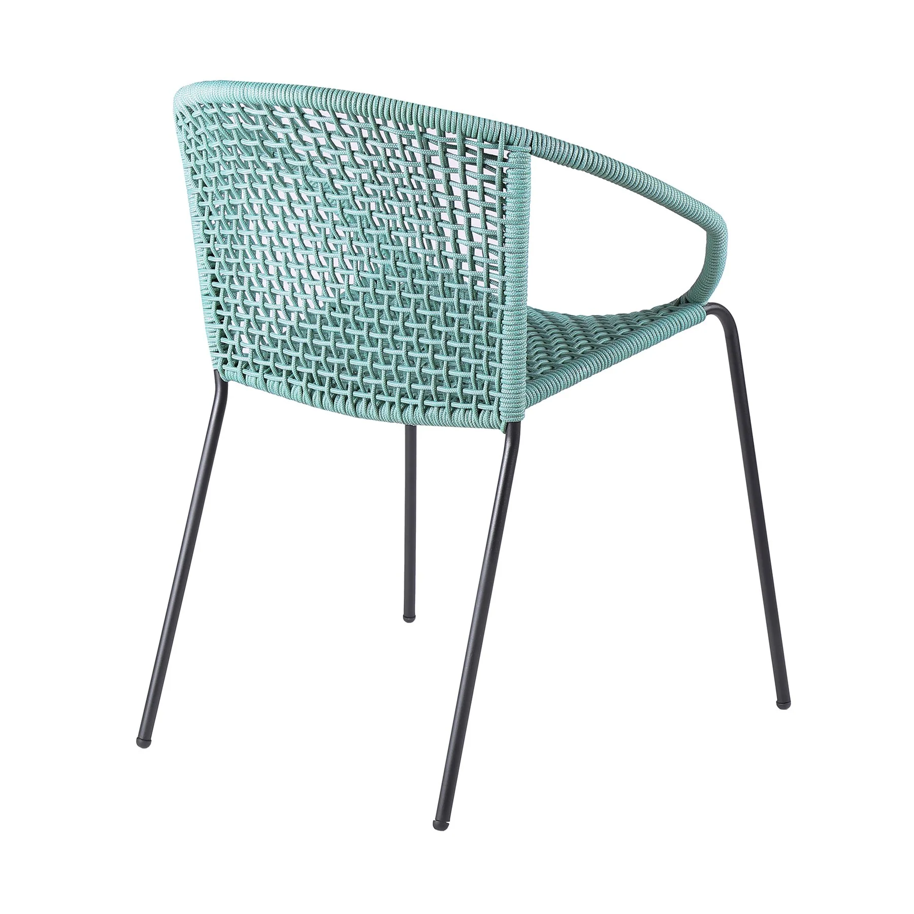 Kylie and Snack 3 Piece Outdoor Patio 36" Dining Set in Black Eucalyptus Wood and Wasabi Rope - Image 3