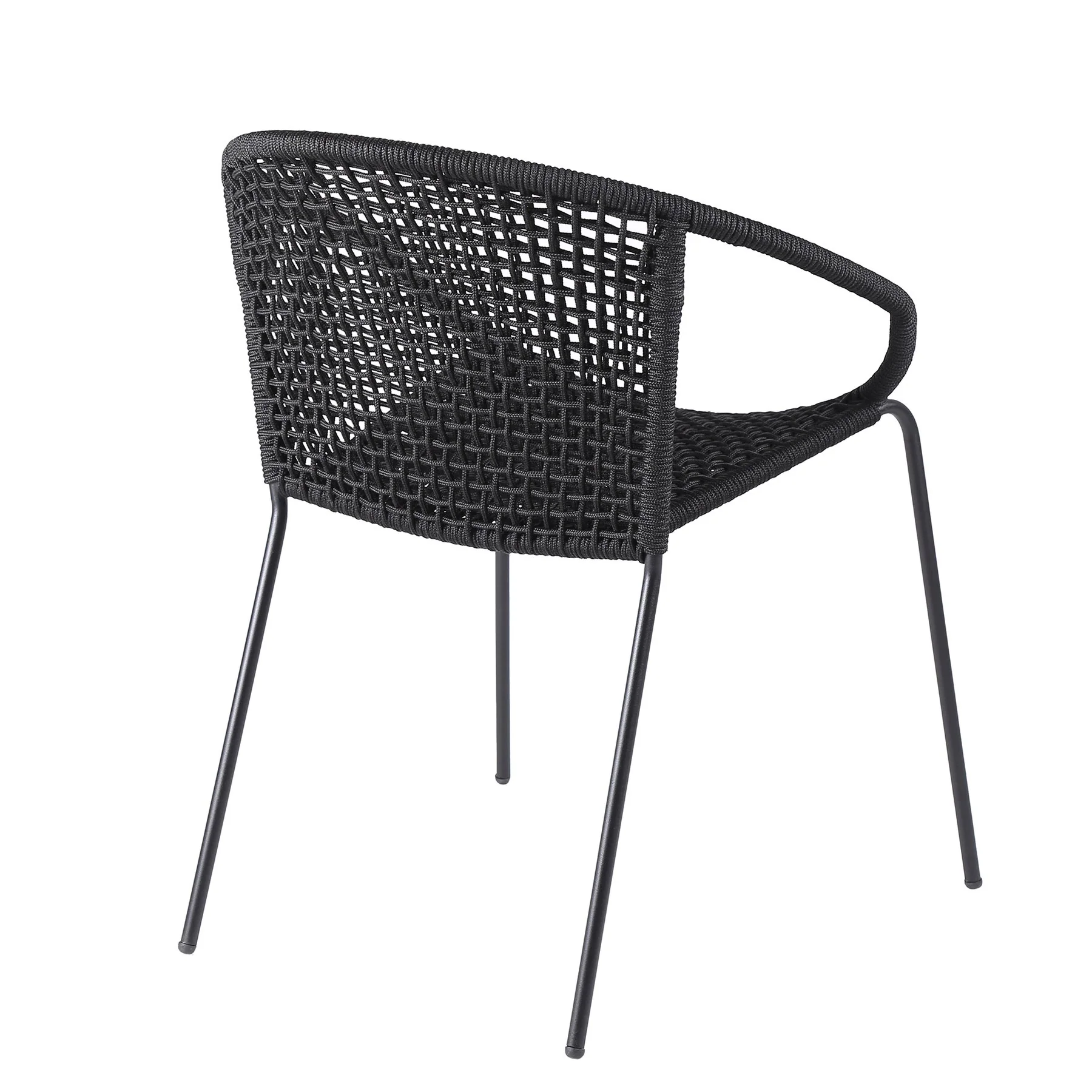 Kylie and Snack 5 Piece Outdoor Patio Dining Set in Black Rope with Black Eucalyptus Wood - Image 3