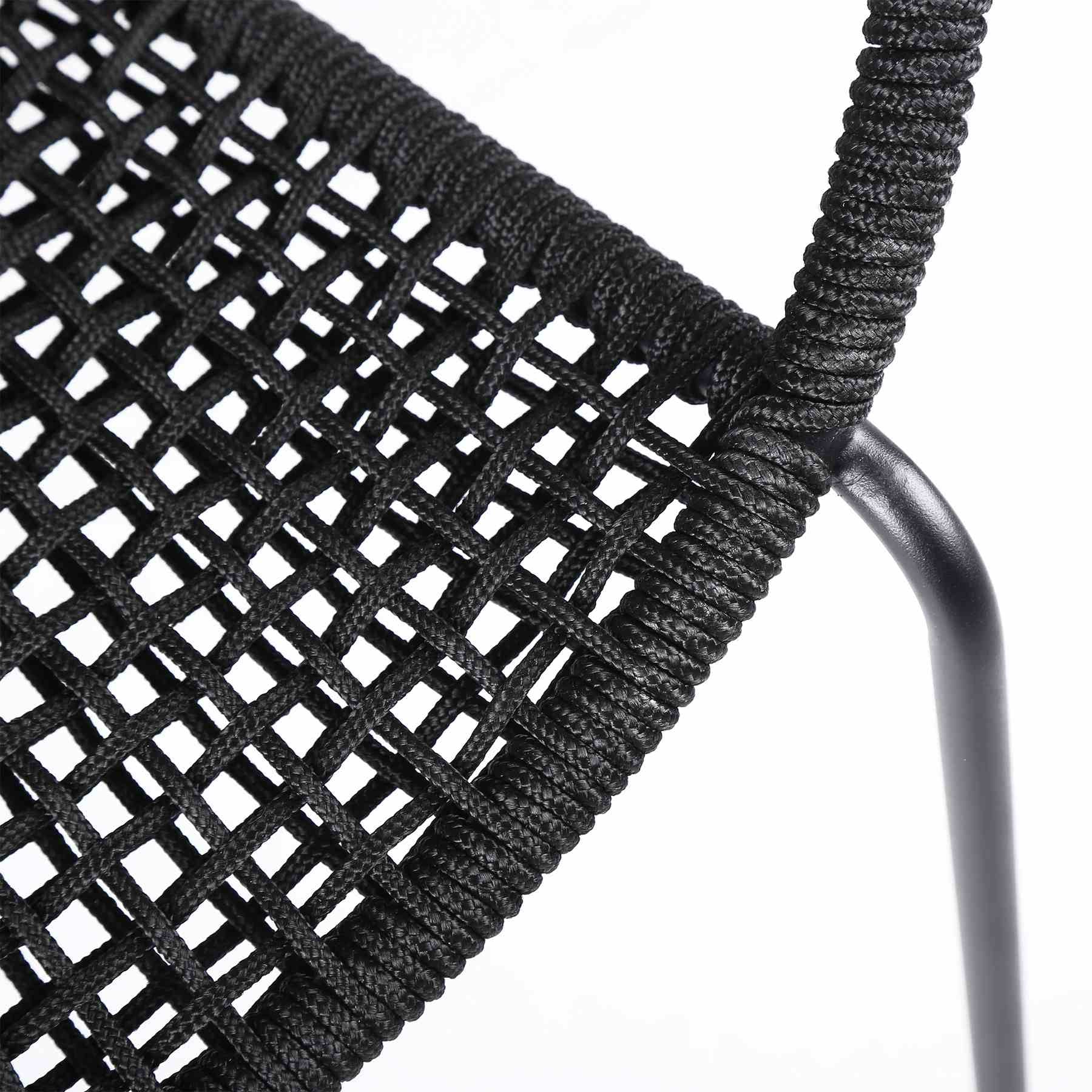 Kylie and Snack 5 Piece Outdoor Patio Dining Set in Black Rope with Black Eucalyptus Wood - Image 6