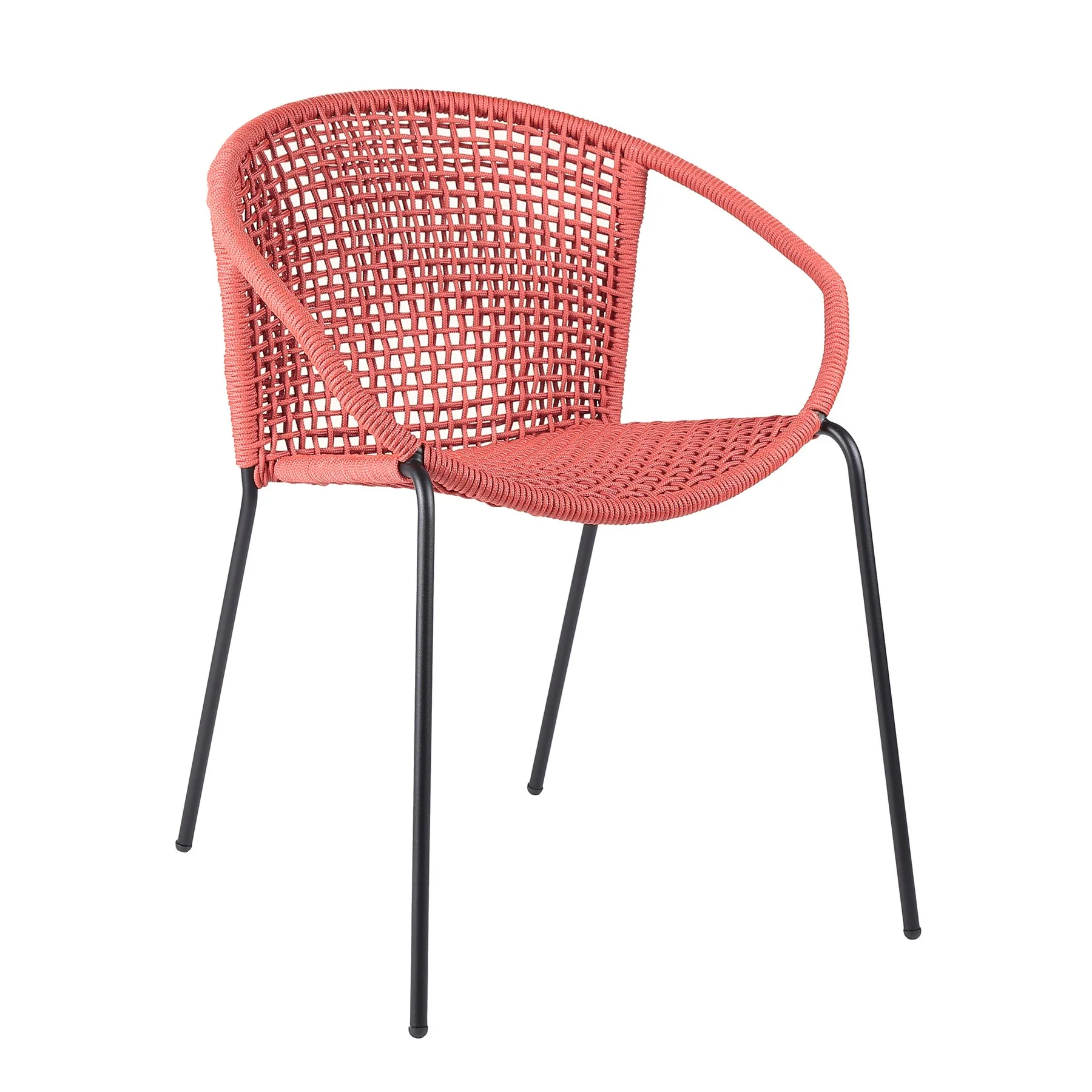 Kylie and Snack 5 Piece Outdoor Patio Dining Set in Brick Red Rope with Black Eucalyptus Wood - Image 2