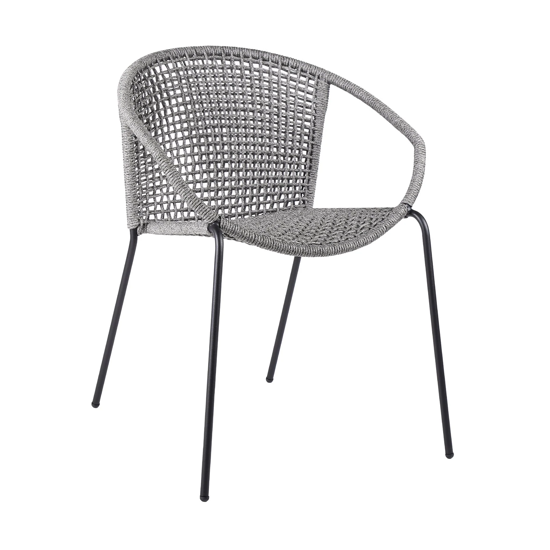 Kylie and Snack 5 Piece Outdoor Patio Dining Set in Gray Rope with Black Eucalyptus Wood - Image 2