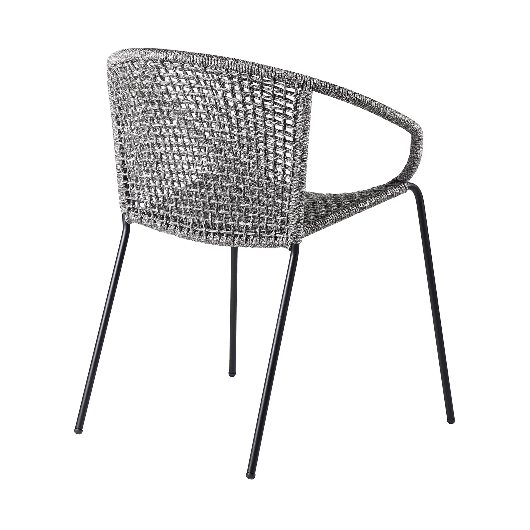Kylie and Snack 5 Piece Outdoor Patio Dining Set in Gray Rope with Black Eucalyptus Wood - Image 3