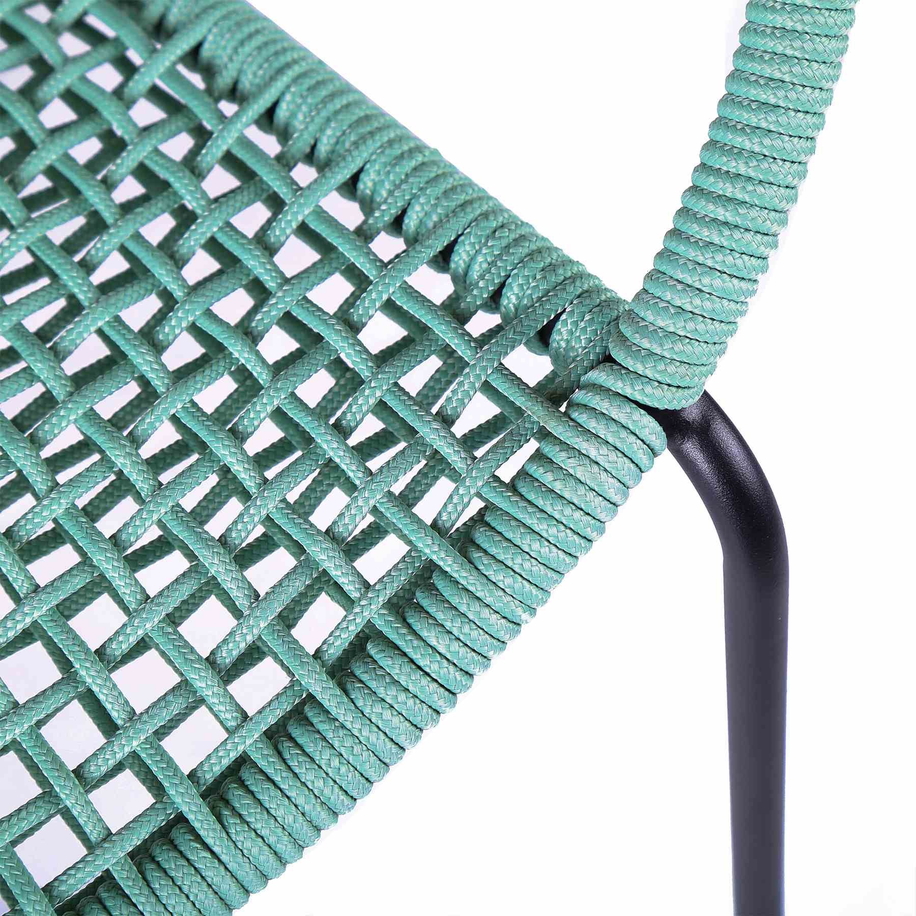 Kylie and Snack 5 Piece Outdoor Patio Dining Set in Wasabi Rope with Black Eucalyptus Wood - Image 6