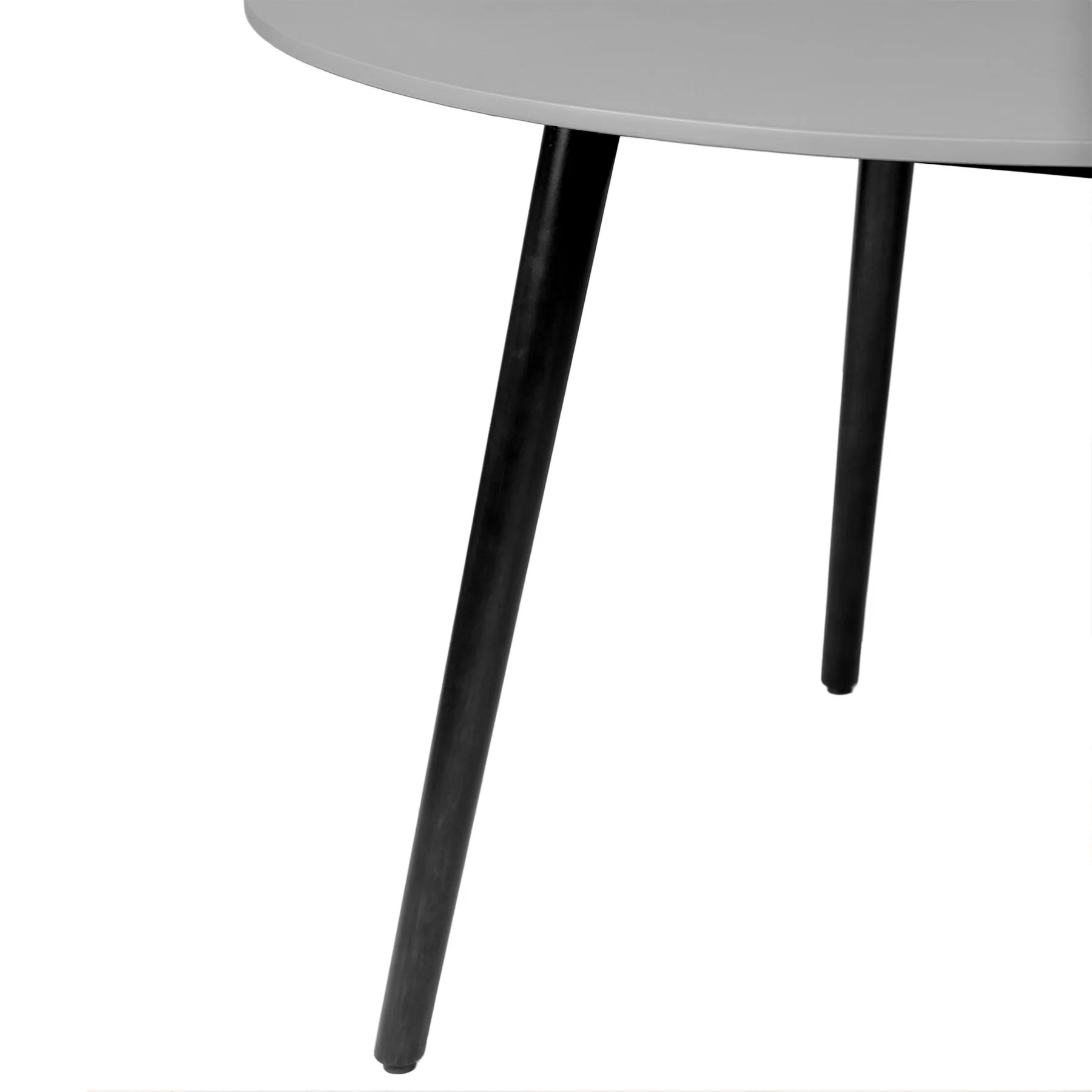 Kylie Outdoor Patio Round Dining Table in Black Eucalyptus and Gray Stone - Image 3
